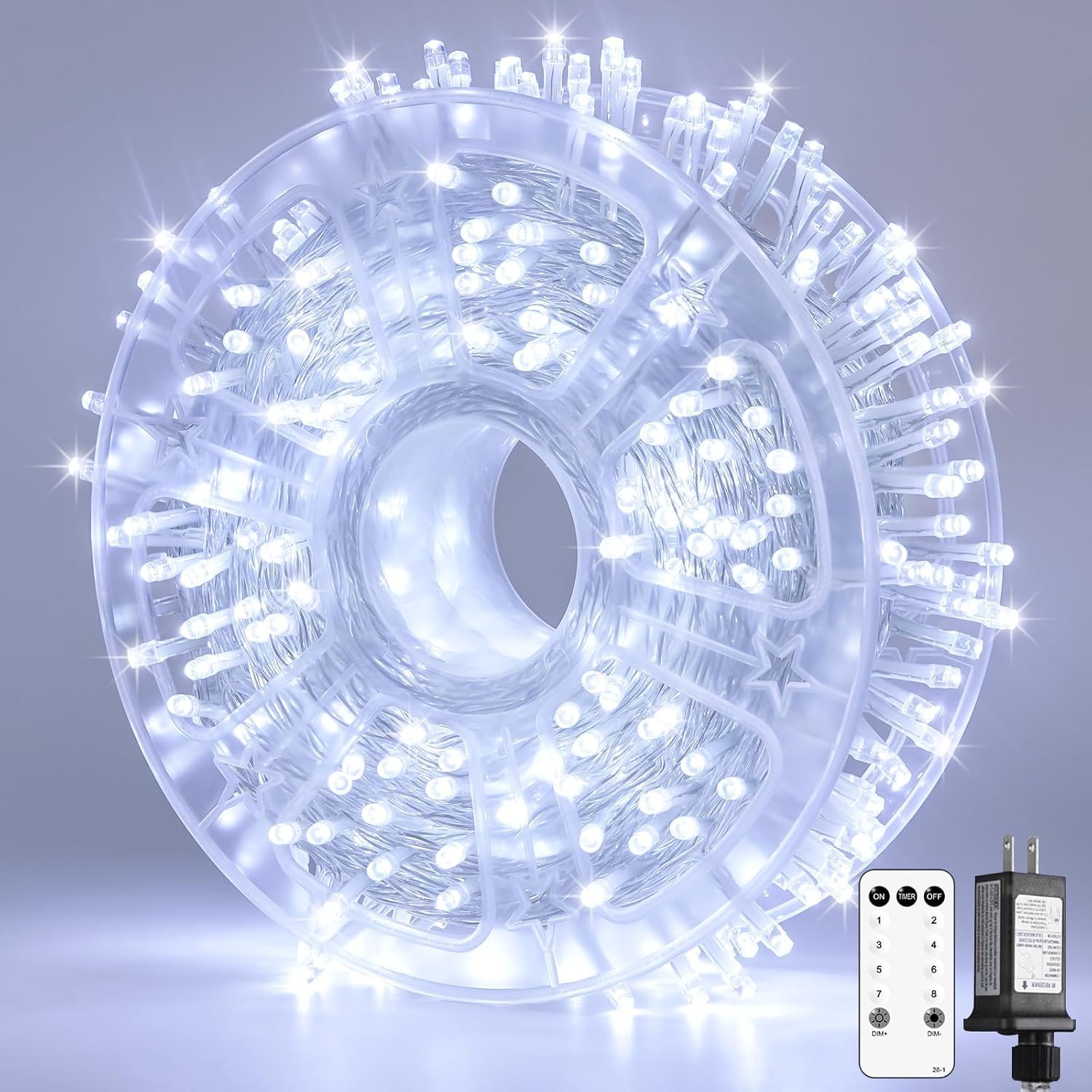 JMEXSUSS 132 ft 400 LED White Christmas Lights Indoor Outdoor Waterproof, 8 Modes White String Lights, Christmas String Light for Outside Tree Party Patio Bedroom Classroom Decor — image 1
