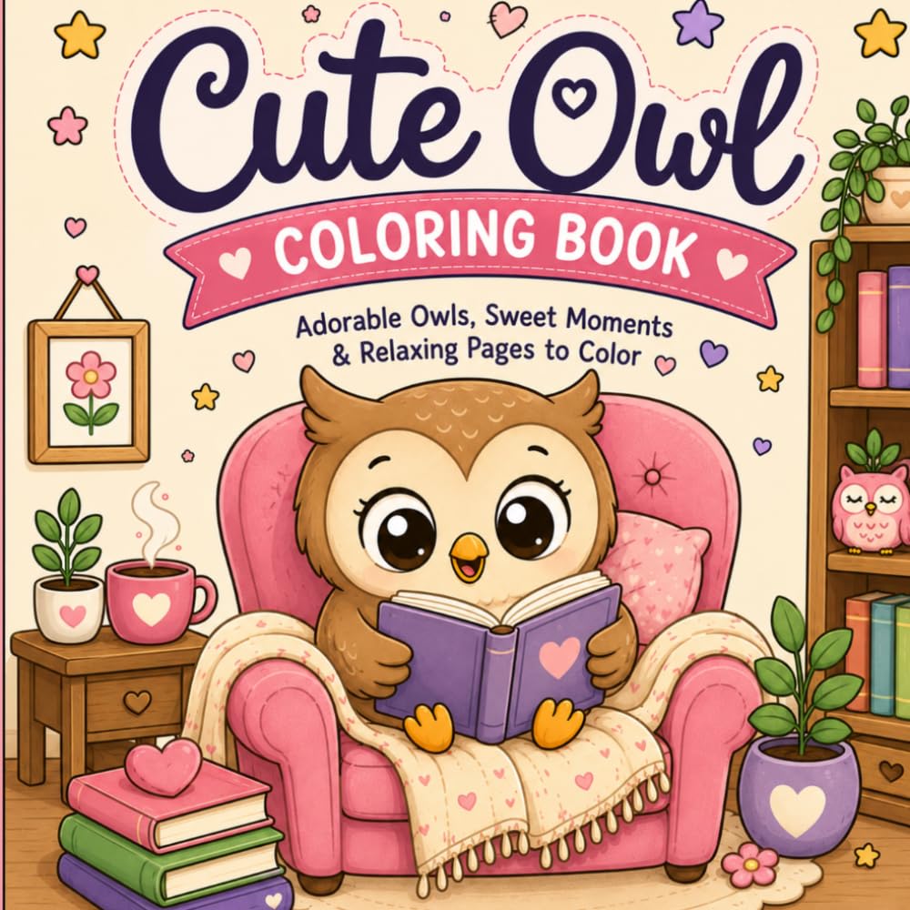 Cute Owl Coloring Book: Adorable Owls, Sweet Moments & Relaxing Pages to Color