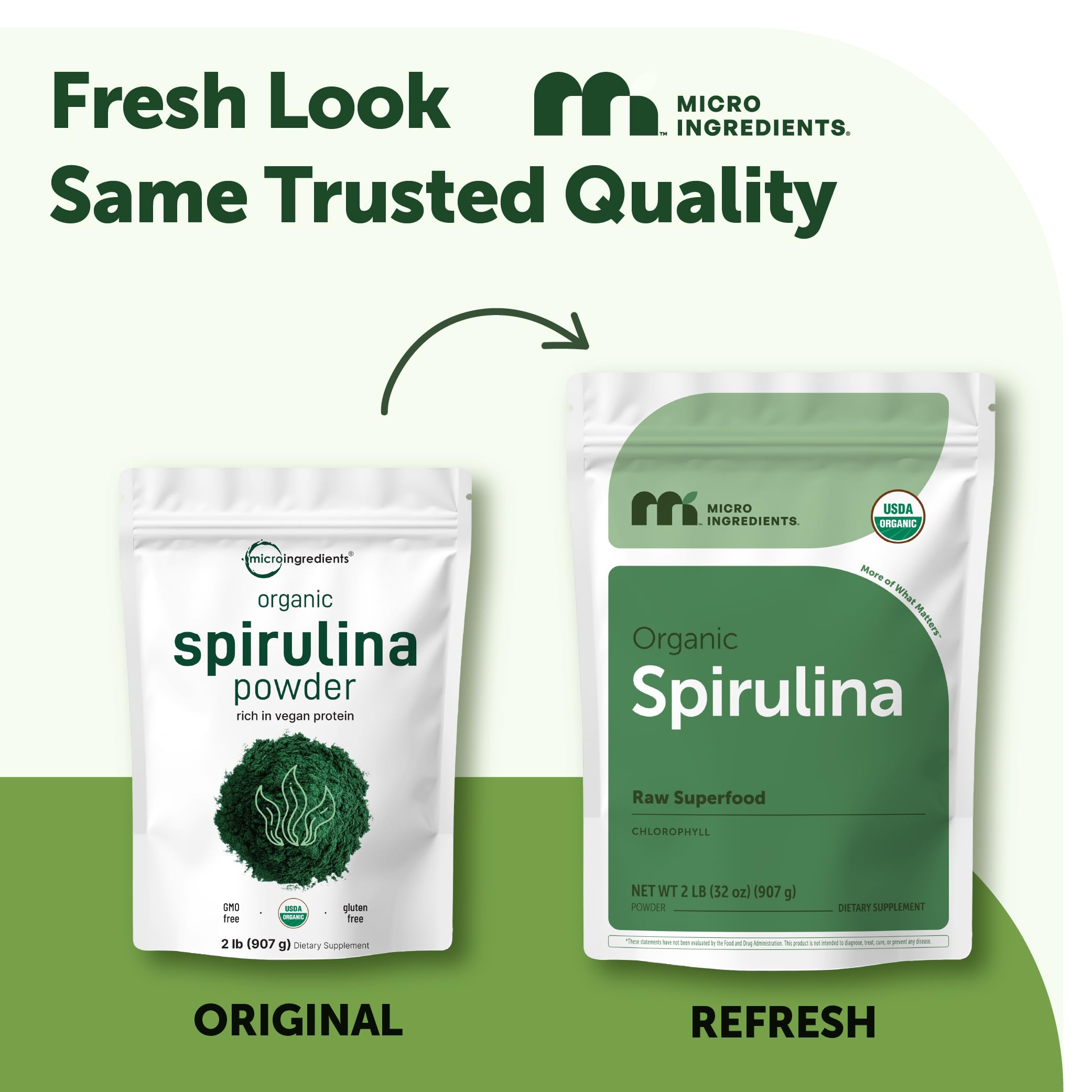 Micro Ingredients Organic Spirulina Powder, 2lb | Blue-Green Algae, Rich in Vegan Protein, Vitamins & Minerals | Source of Natural Chlorophyll & Enzymes | Non-GMO, Gluten-Free, No Additives — Amazon image 2