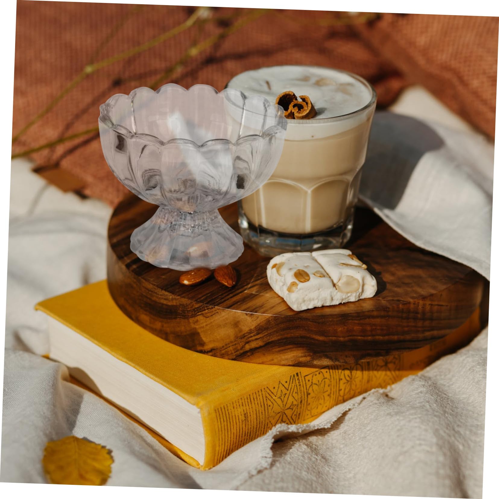 TEHAUX 5pezzi Coppette Gelato Vetro Trasparente Tazza di Loto per Budino e Gelato Ciotole da Usare come Tazza Ciotola per Yogurt