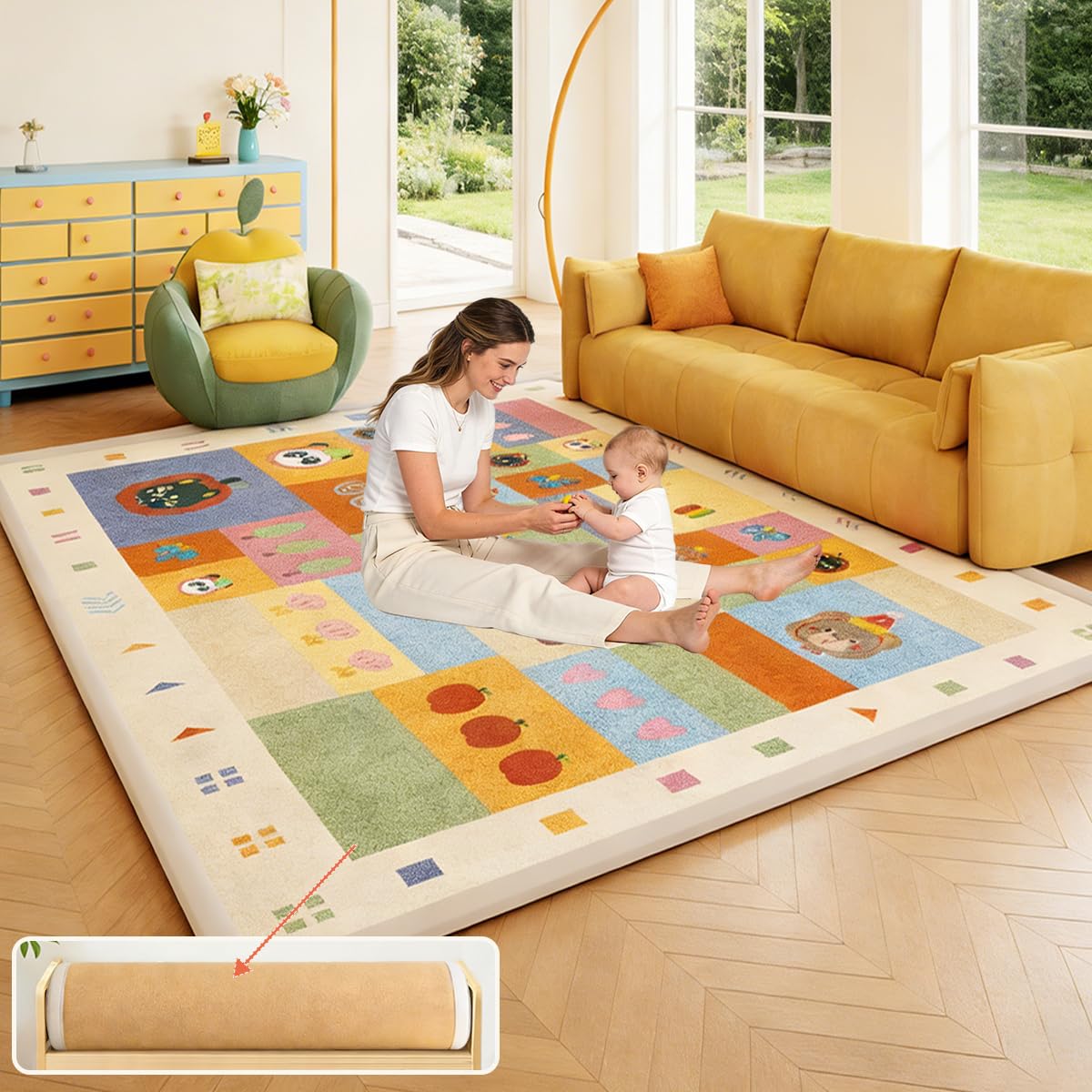 Tappeto Gioco Bambini Acolchado 2.5 cm Extra Spesso, Antiscivolo, Ideale per Pavimenti e Box Neonato, Palestra Neonati, Tappeto Tummy Time Neonati 190 x 240 cm
