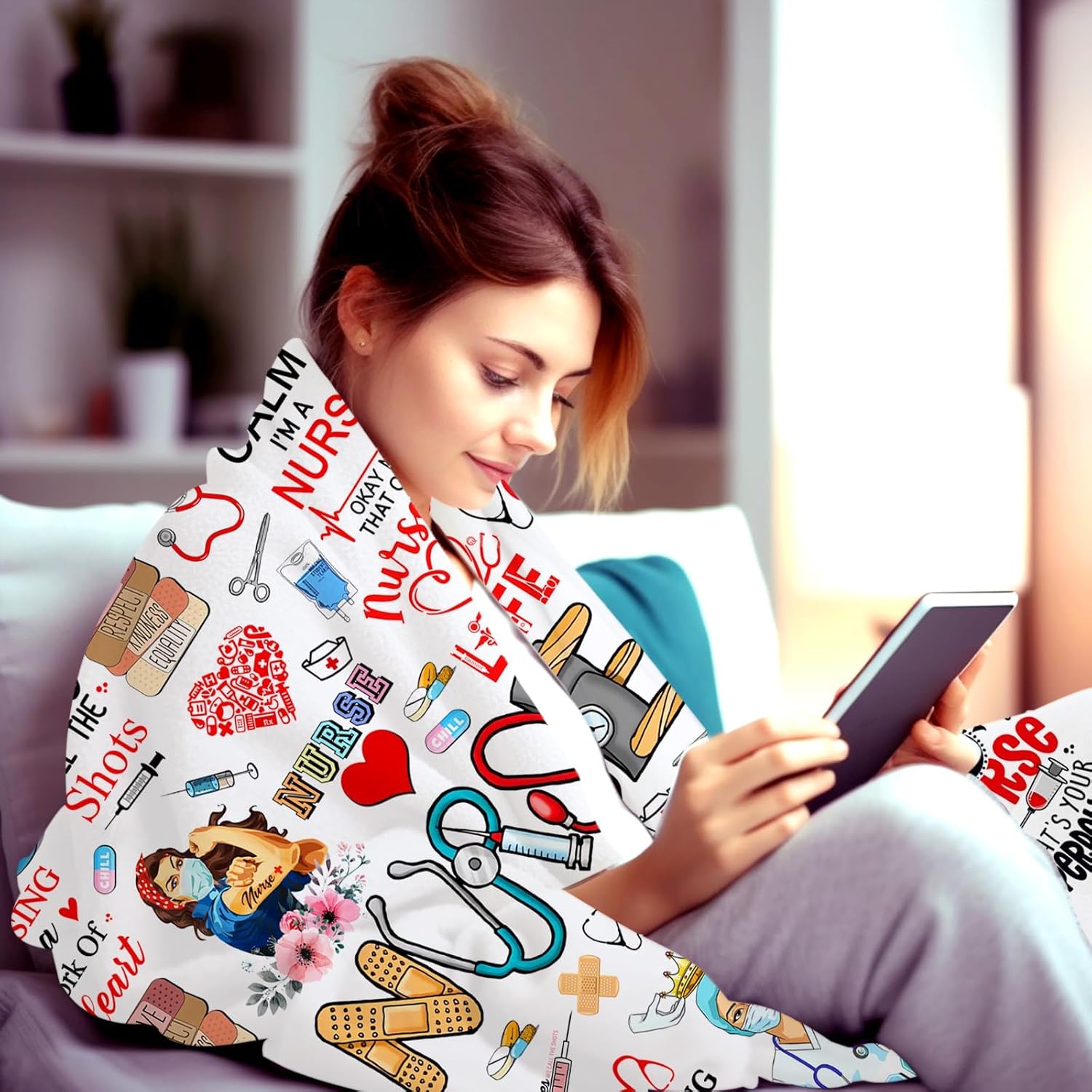 STAPOP Nurse Gifts Blanket for Women Blankets Throw Plush Stuff Nurse Practitioner Gifts Best Nurses Ever Nurse's Day Gift for Nurses Graduation Appreciation Gift Ideas 80"X60"