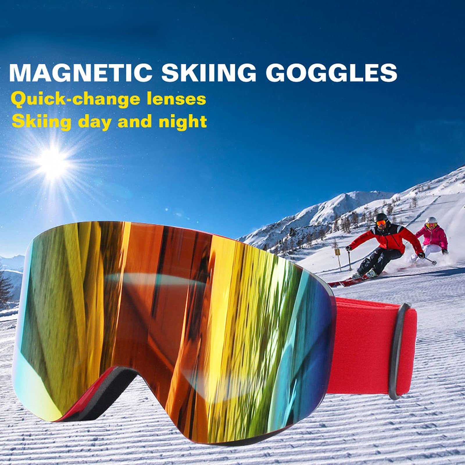 DieffematicHXJ Gafas Esqui Hombre Gafas de esquí magnético Doble Capa Lente polarizada Esquí Anti-Niebla Snowboard Gafas Hombres Mujeres Gafas Gafas Eyewear (Color : Red)