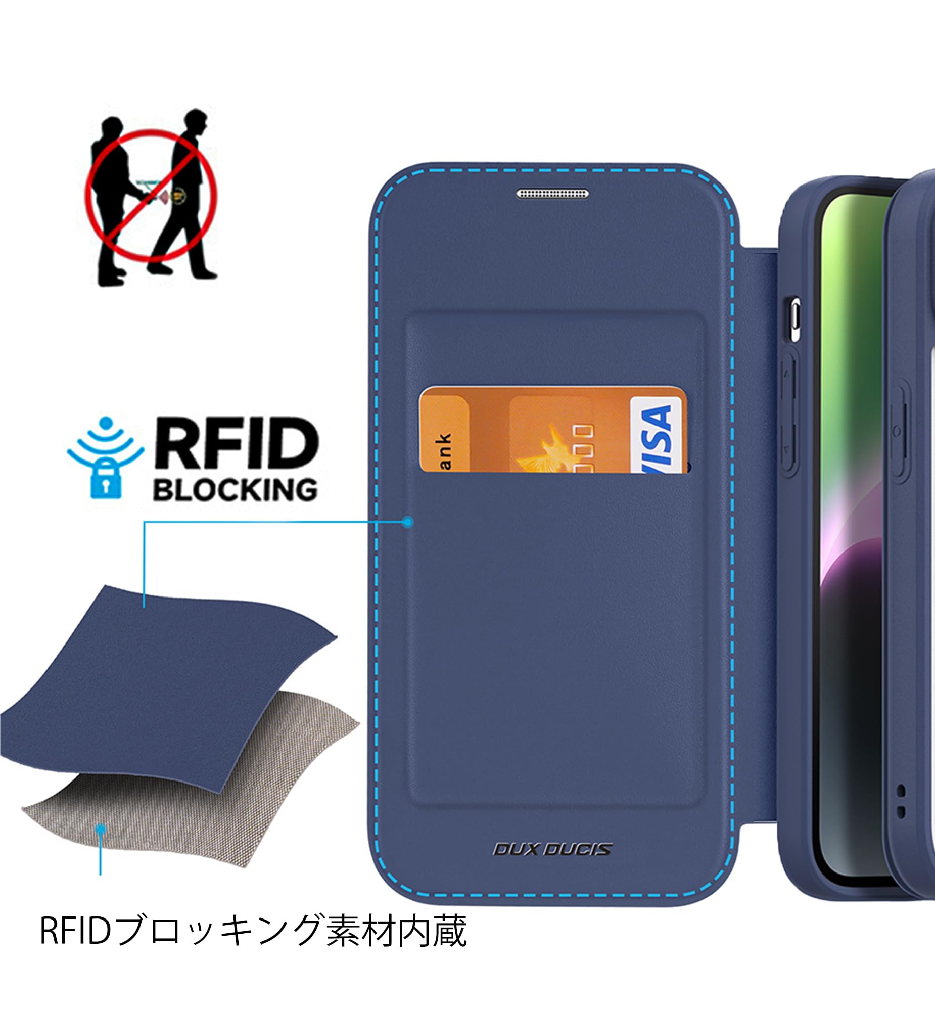 ケース iPhone15Pro手帳型 レザー ワイヤレス充電 耐衝撃 青 Amazon.co.jp: いphone15 Proケース 手帳型 iPhone15Proケース