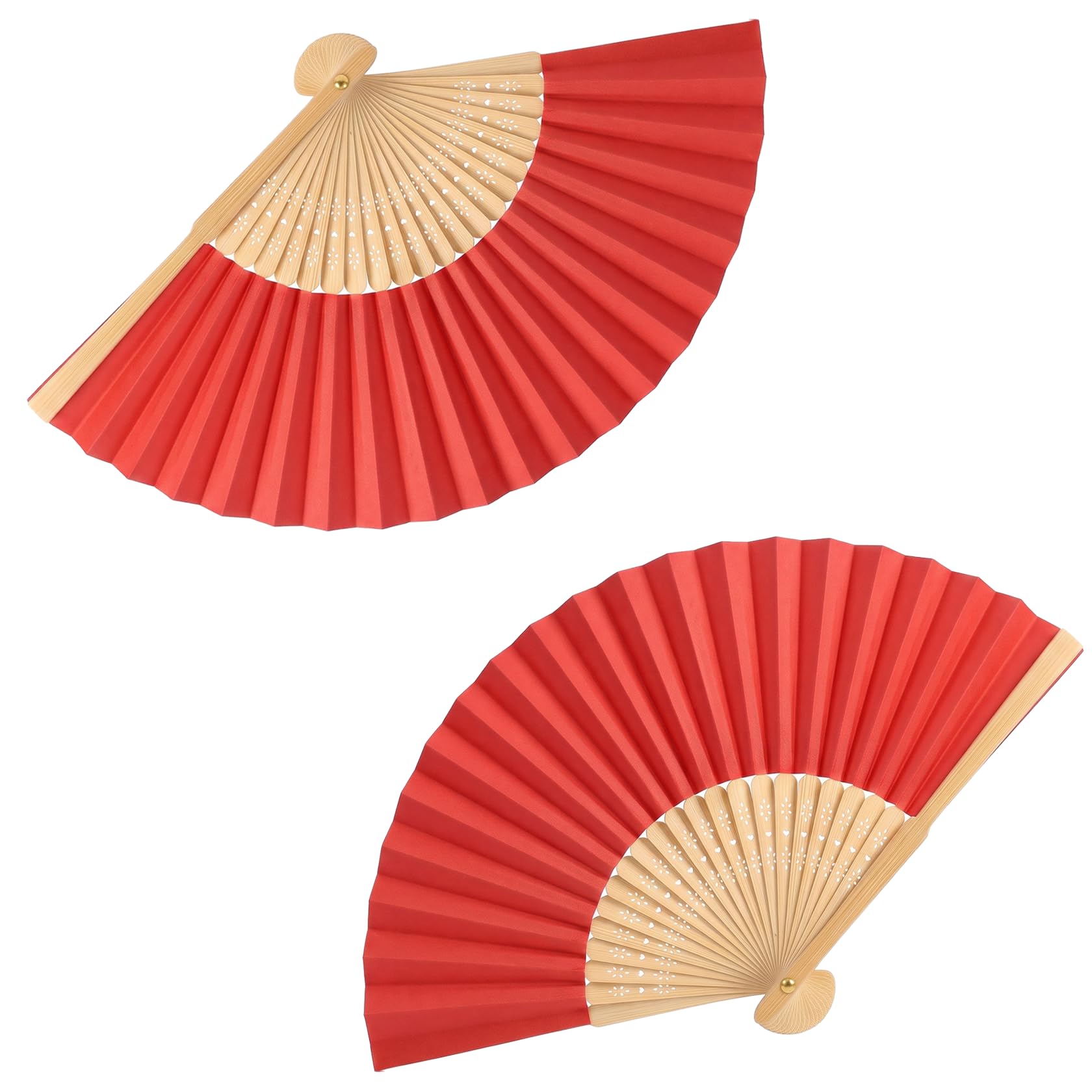 2Pcs Hand Fan Folding,Black Handheld Paper Fan,Manual Bamboo Chinese Fan for Women Men,Vintage Fabric Foldable Hand Held Fans Elegant Festival Retro for Birthday,Dance Accessories,Bride Decorations