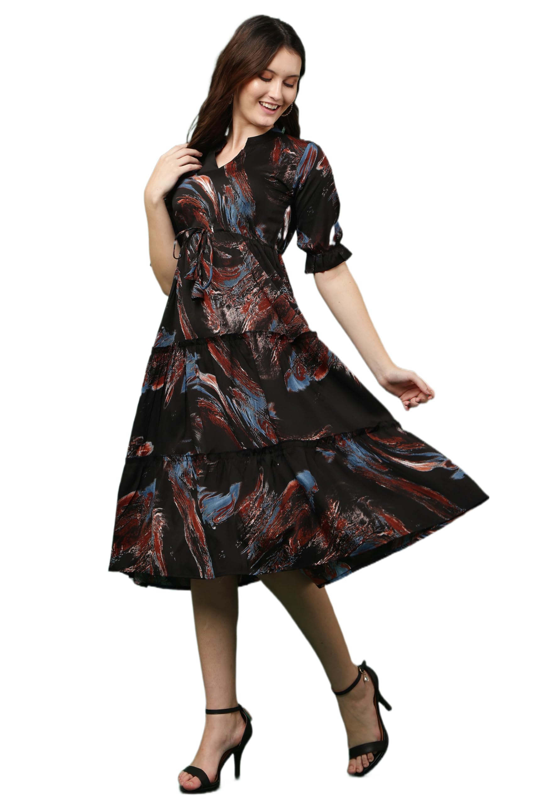justher Midi Dress for Women | Women Frock Dress | Girls Dress | Black Dress Women-picture-11