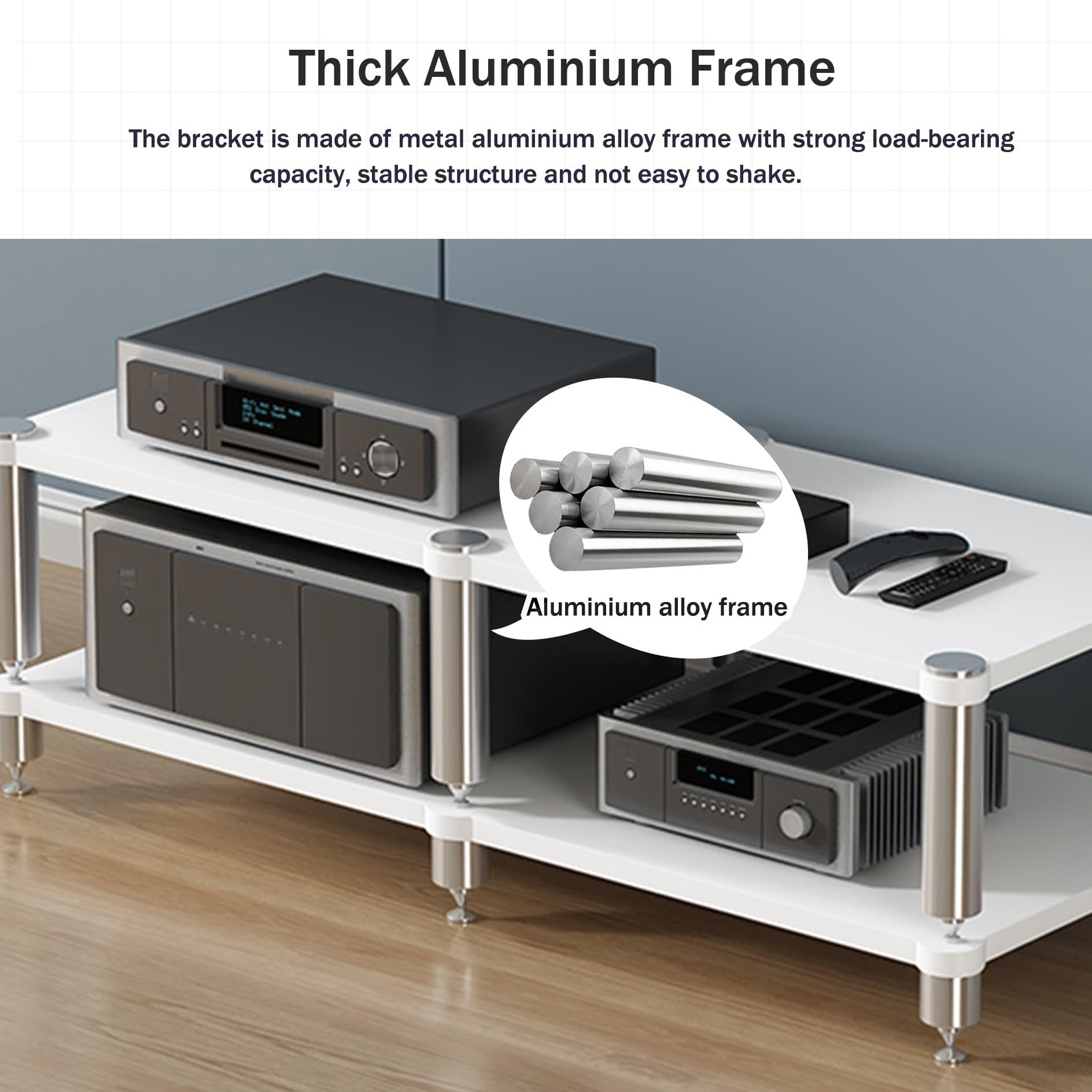 Rack audio HiFi – Supporto multimediale AV e ripiano da gioco – Torre di archiviazione da pavimento per proiettore, console di gioco, TV Box, lettore CD stereo e home theater