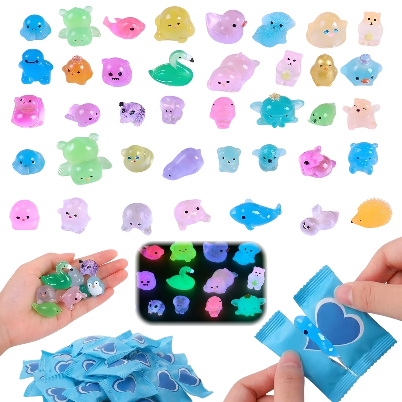 Blind Bags, 50 Mini Resin Animals Mystery Bags, Mixed Mini Plastic Animals for Party Favours, Small Resin Animals Collection, Tiny Resin Animals for Creative Play