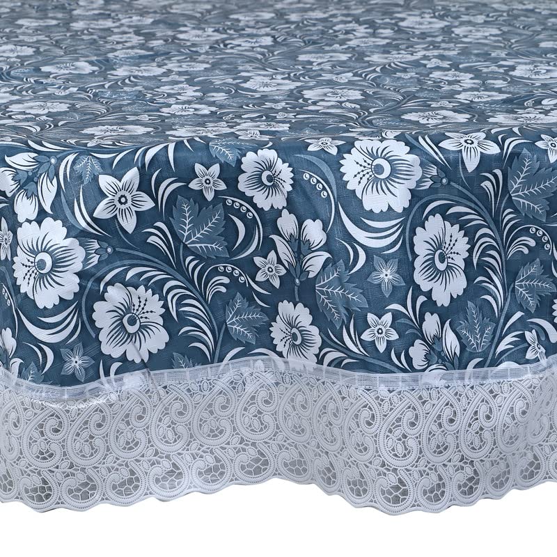 Image of Dakshya Industries Printed PVC Plastic Flowered 4 Seater Round Shape Table Cover (Size- 60 Inches Round)