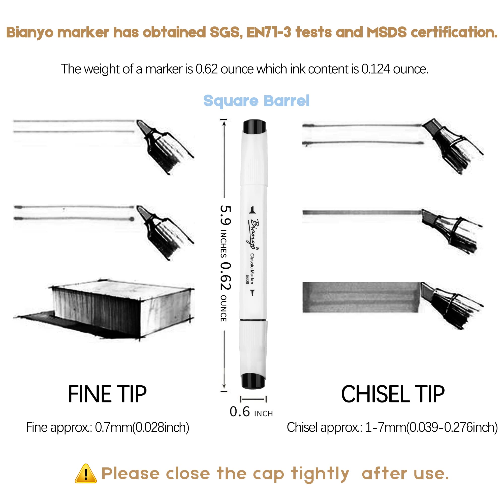 Caliart Markers Bianyo Classic Series Alcohol-Based Dual Tip Art