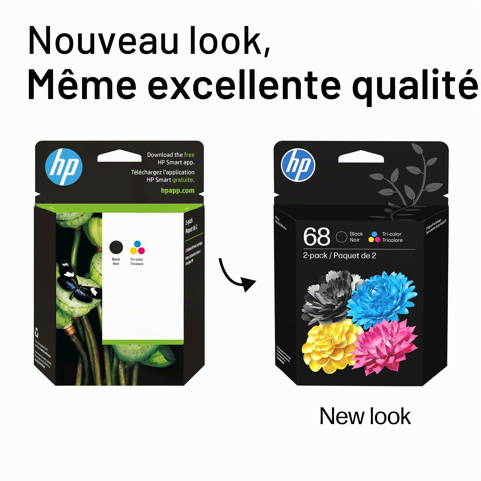 HP 68 cartouches d'encre noir/tricolore (lot de 2) | Fonctionne avec Envy 6100e, 6500e Series | 6L6S2TN | L'emballage peut varier