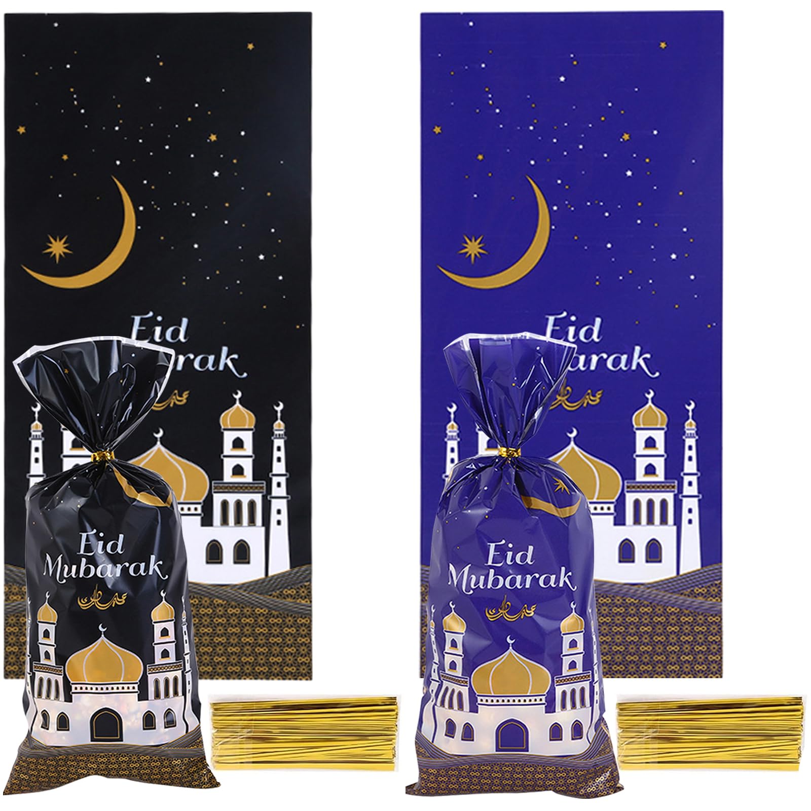 SUUEIOKL 100 Stk Eid Mubarak Partytüten, Ramadan Thema Moschee