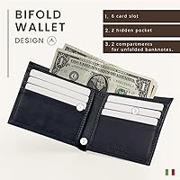 Vista 3 de Maruse Cartera plegable delgada de cuero minimalista para hombre marino Minimalista