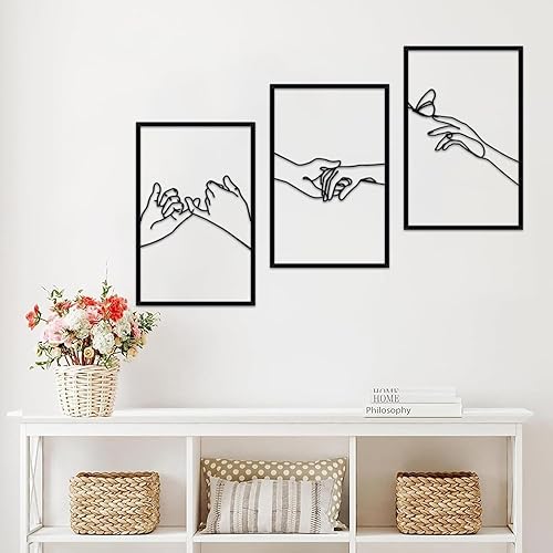 Miniatura 8 de Arte de pared de metal con forma de mano de cuerpo minimalista de líneas femeninas, esculturas de pared modernas de línea abstracta para el hogar,
