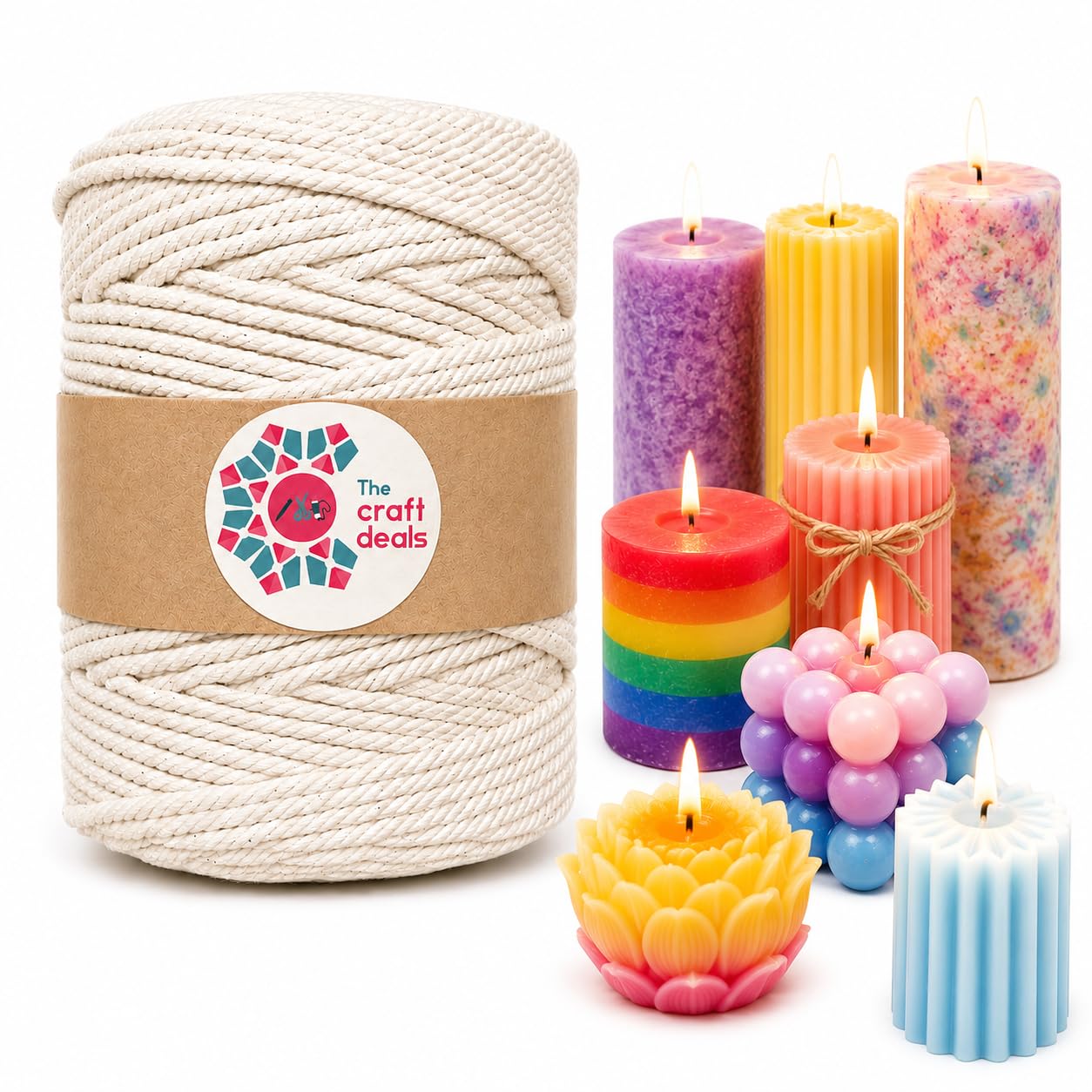 Candle Making Wick Cotton Roll 50g | Natural Braided Cotton Wick Thread for DIY Candle Making, Pillar Candles, Container Candles, Wax Crafts, Candle Supplies & Handmade Projects-image-8