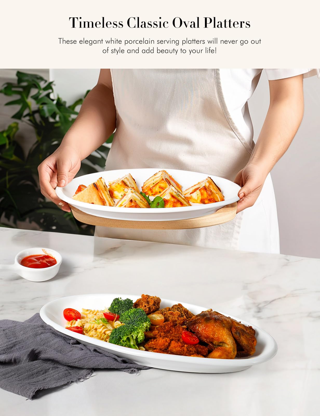 Serving Platters Large Serving Platter 16/14/12 Oval Serving