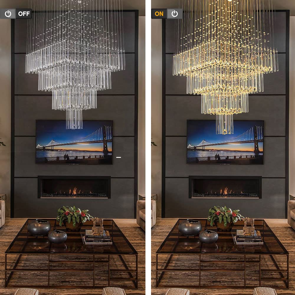 Buy 7PM Raindrop Crystal Chandelier Large Modern Luxury Square Flush