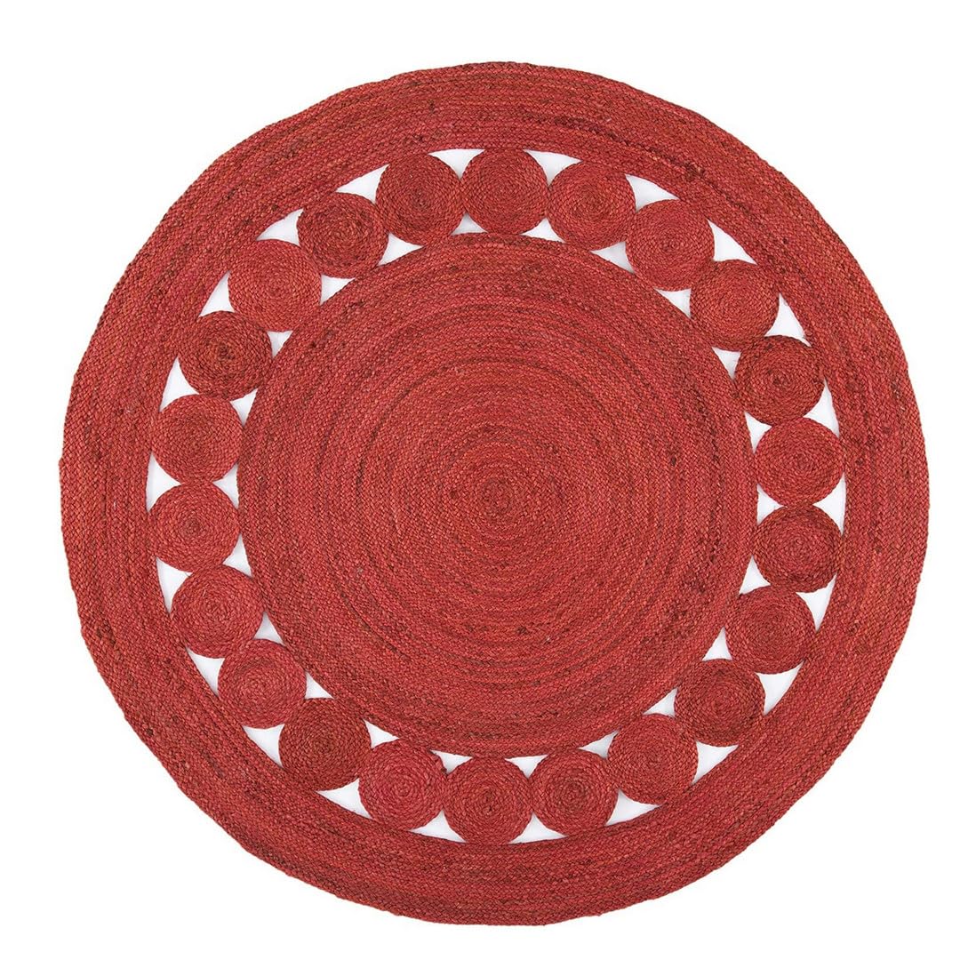DN HANDICRAFTIndian Natural Fiber Handmade Eit Colour Single Tikki 100x100 cm 3.33x3.33 (Square Feet Round) Jute Area Rug