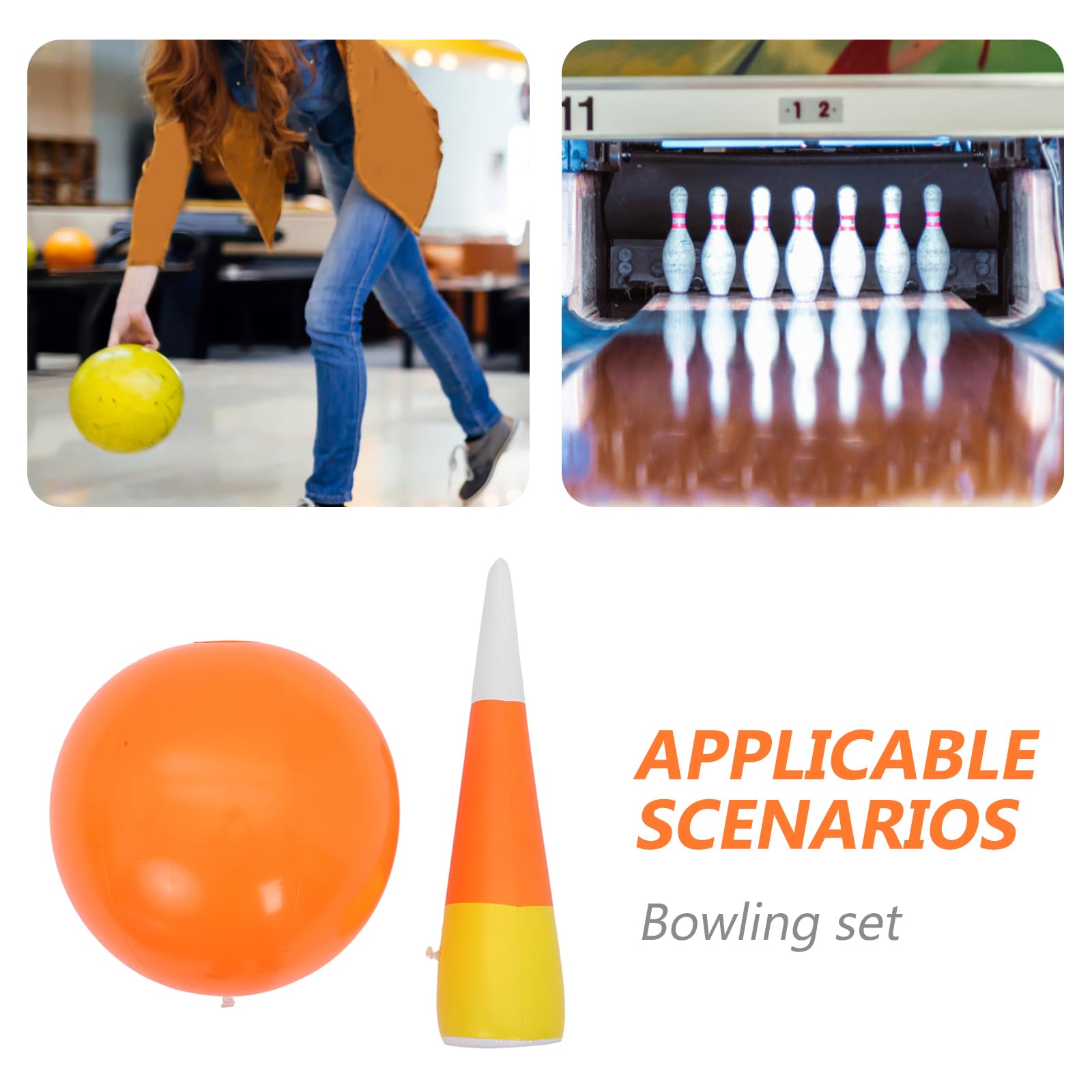 Set Bowling Gonfiabile per Bambini Birilli e Palla | Plastica, Uso Indoor e Outdoor, Giardino e Feste in Famiglia, Montaggio Rapido