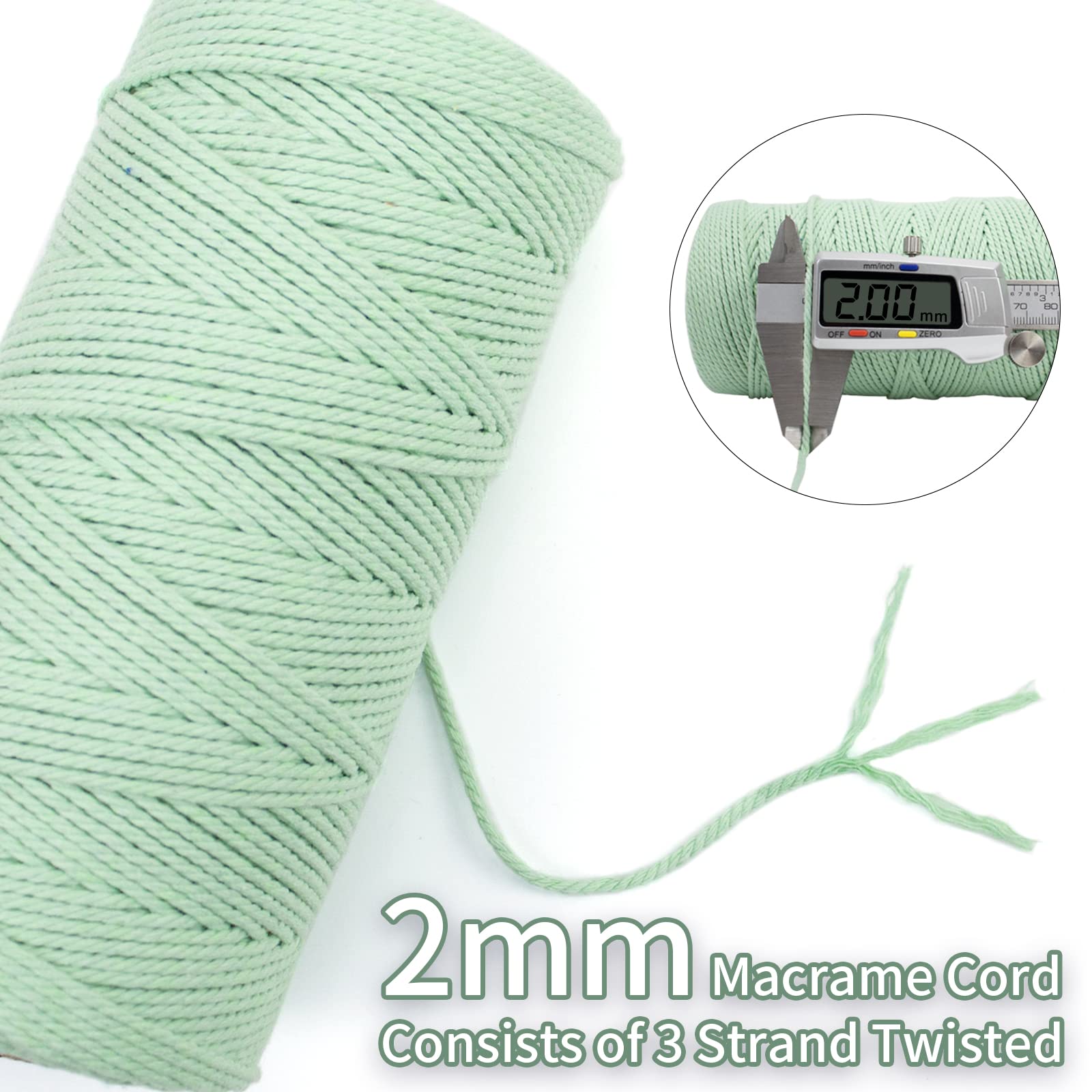LEREATI Macrame Cord 2mm x 200m, Thick Macrame Rope Natural Cotton Rope Craft String - Image 3