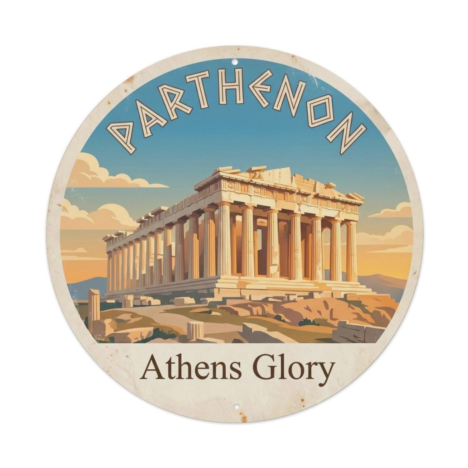 Fqnyr Style Vintage Travel Acropolis Parthenon Greece Metal Tin Sign