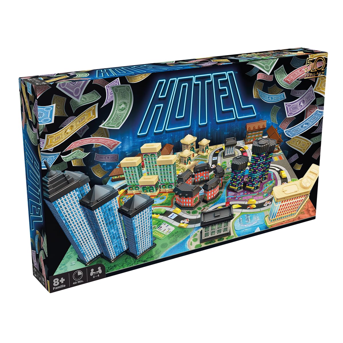 Ooba Games, Hotel (Auflage 2024), Familienspiel, Brettspiel, 2-4 Spieler, Ab 8+ Jahren, 40 Minuten, Deutsch