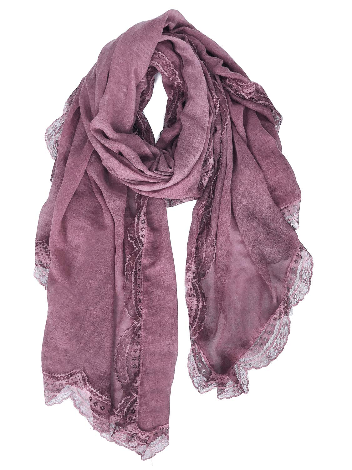 GERINLYLarge Cotton Blanket Scarfs for Women Lace Design Lightweight Scarves and Wraps