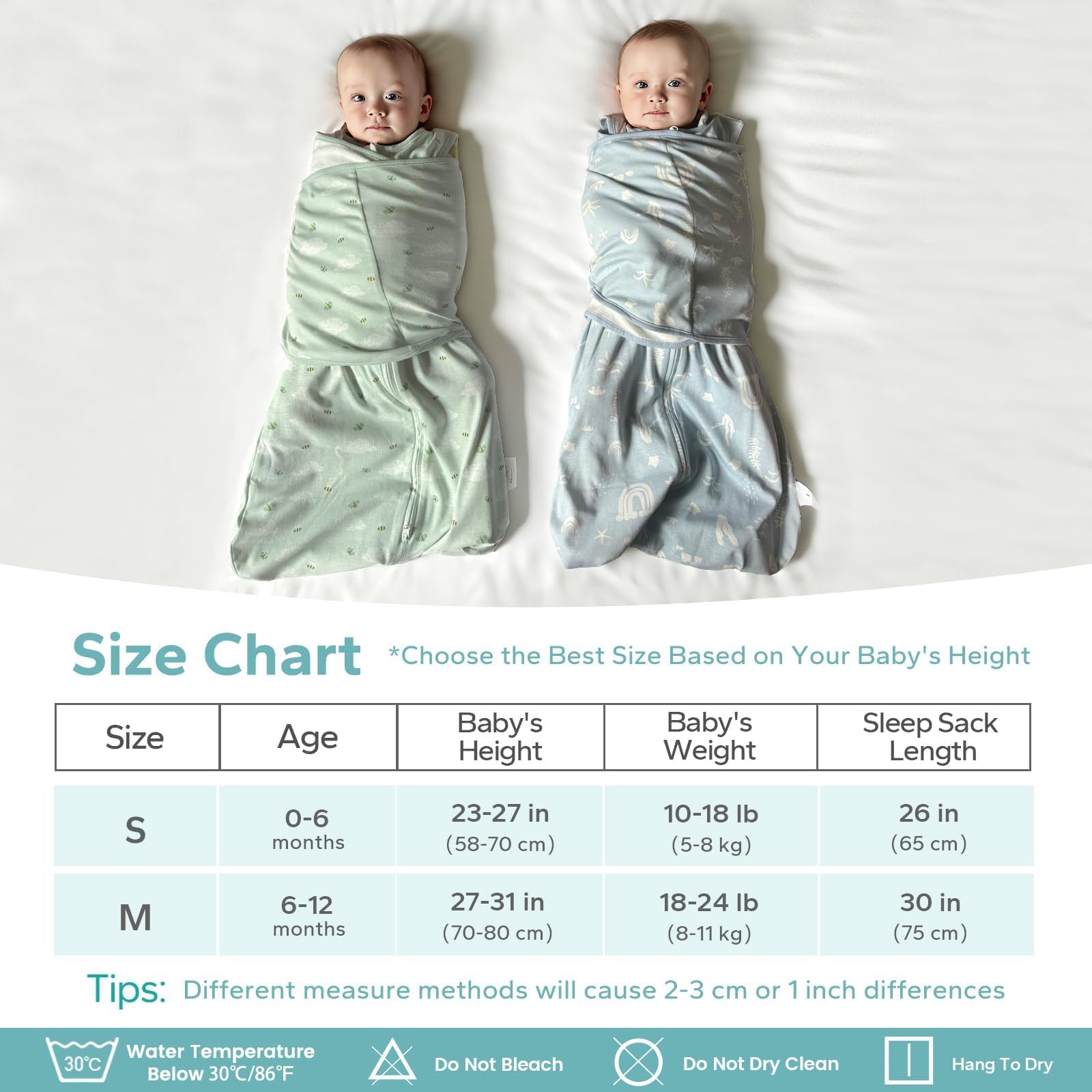 Gigoteuse 0-6 Mois Tog 1 Gigoteuse Emmaillotage 100% Coton 3-1 Réglable Gigoteuses Bébé, Green