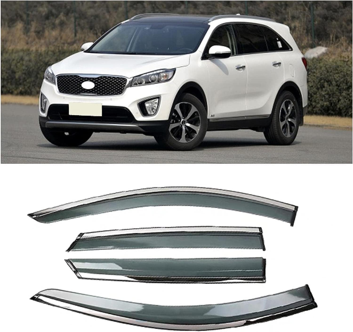 WeiYH Wind Deflectors for KIA Sorento 2015, Keep Your Car Ventilated in Rain Car Rain Guard Shield Stick-on Fitment Weathershields