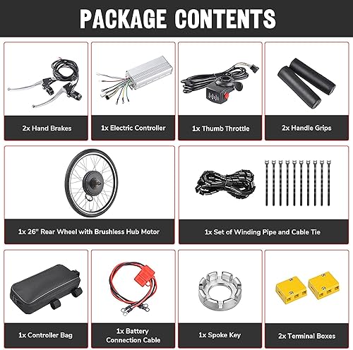Miniatura 5 de AW Electric Bicycle Motor Kit 48V 1000W 26x175 FrontRear Wheel E-Bike Conversion Kit E-Bike Cycling Hub Conversion Dual Mode Controller