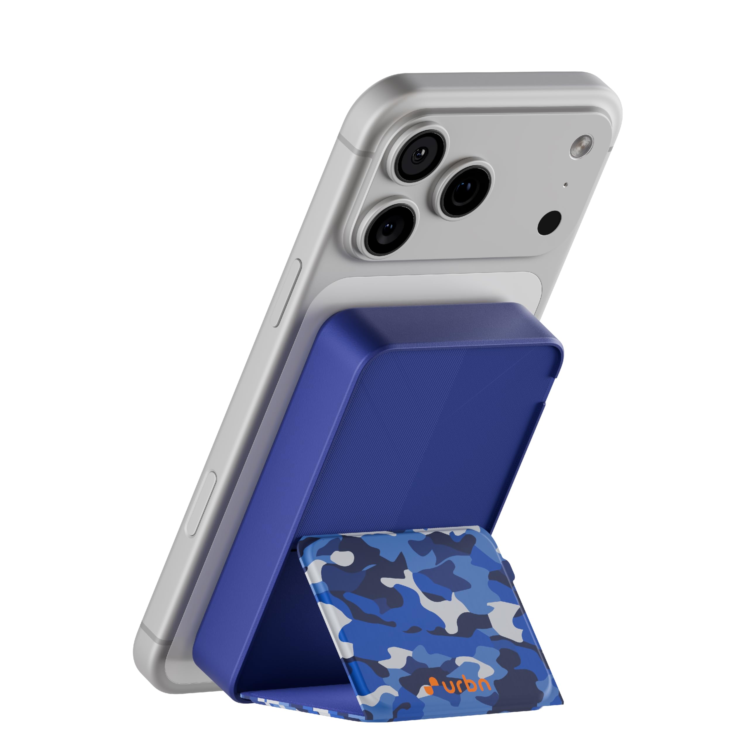 URBN 10000 mAh Stand Magsafe Power Bank with Foldable Stand | 15W Fast Wireless Charging |Strong Magnetic Hold | Type C Input/Output | Pass Through Charging | MagTag Ring Included | (Blue Camo)-image-34