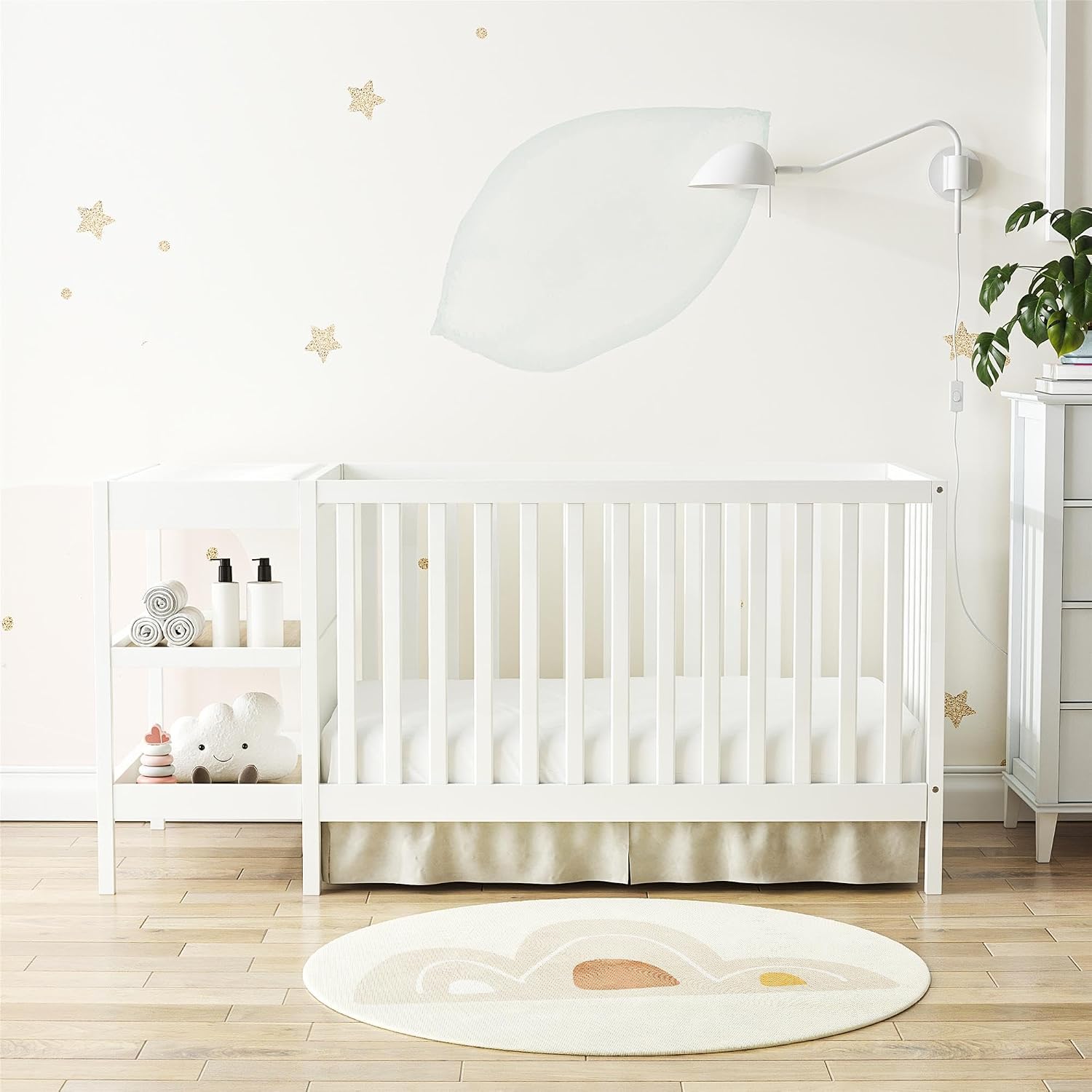 Baby Relax Ema 3-in-1 Convertible Crib & Changer Combo, White