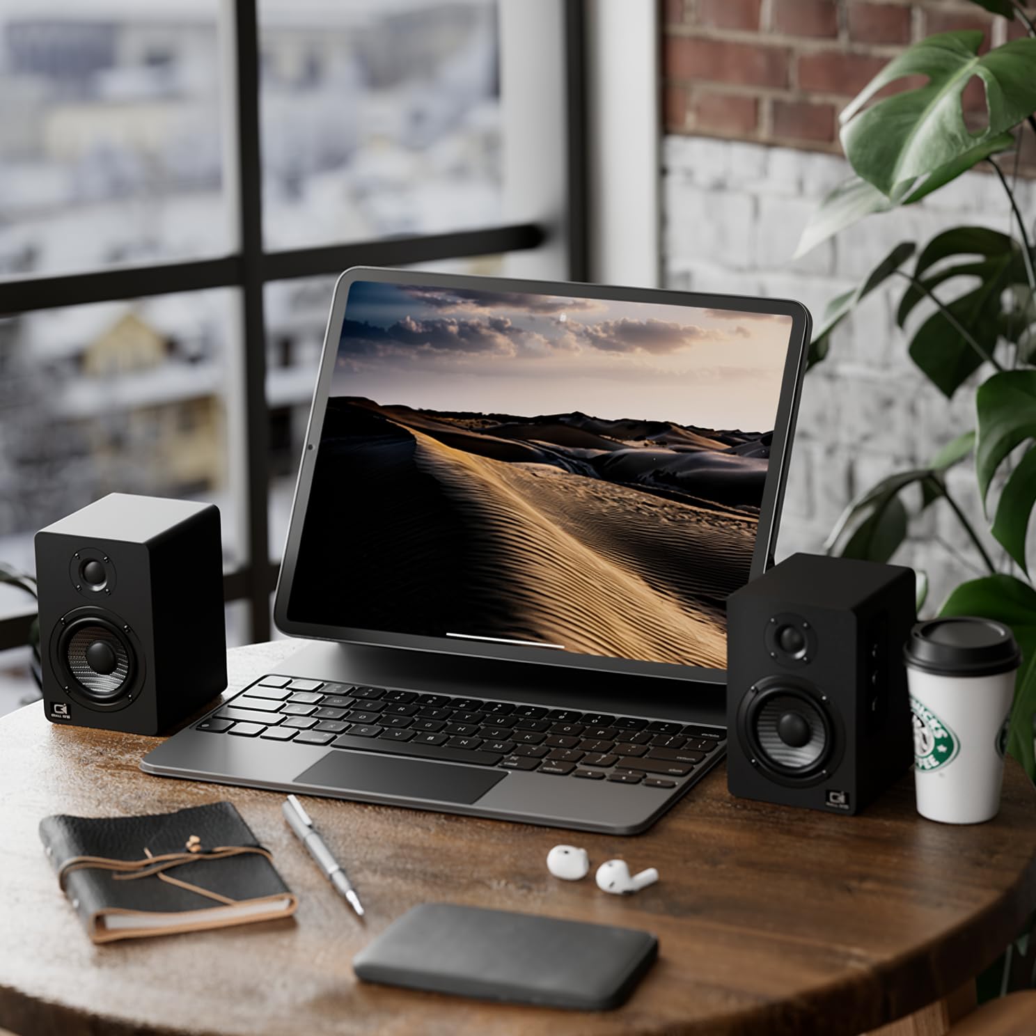 Altoparlanti da scrivania per PC, Bluetooth 5.3 DSP, ottico a 24 bit, USB-C/AUX, tweeter a cupola in seta, driver in fibra di carbonio, per laptop/Mac/Monitor (nero)