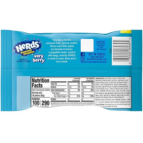 Miniatura 4 de Nerds Gummy Clusters Very Berry Share - Bolsa de caramelos masticables con exterior crujiente y suave en el interior, surtido de dulces con sabor a