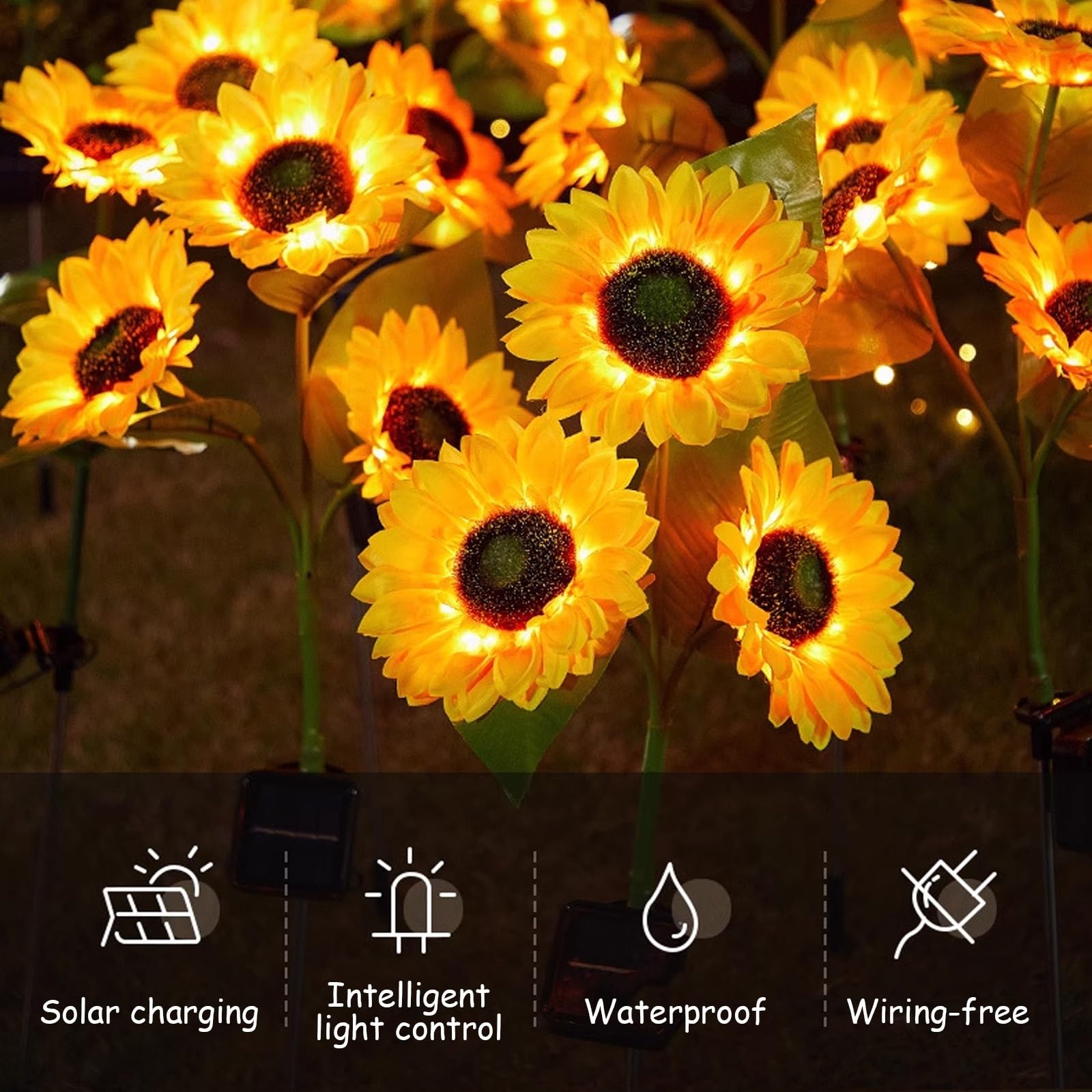 Generico Lampade Solari da Giardino a Forma Di Girasoli, Illuminazione Esterna, Luci Solari da Giardino for Paesaggistica, for Paesaggio, Patio, Decorazione Di Vialetti