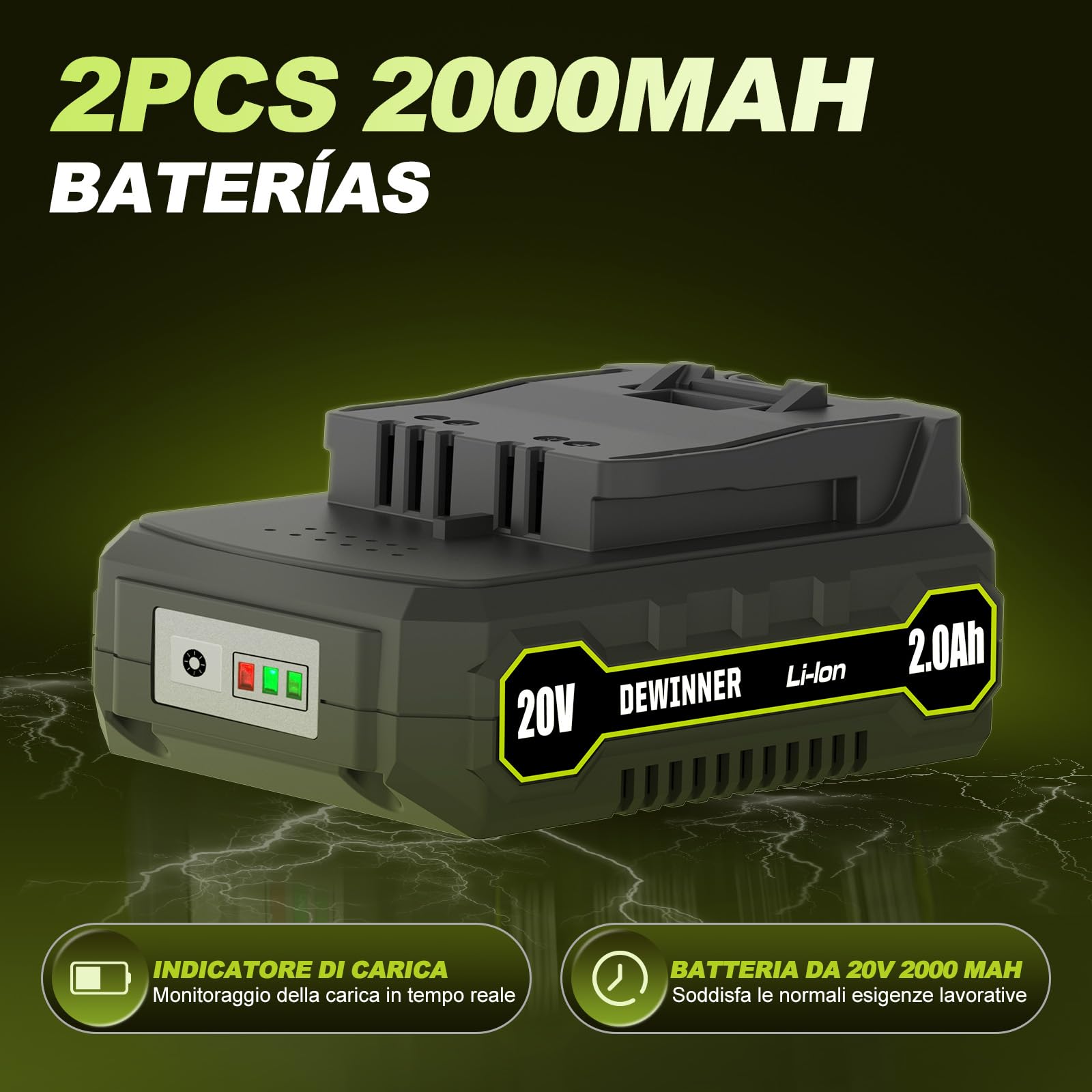 DEWINNER Forbici Potatura a Batteria Brushless 200W, Lama SK5, LCD Display, 2x2000mAh Batterie, 25mm Diametro Regolabile, Cesoie Elettriche Senza Fili per Alberi, Fiori, Frutteti, Giardino
