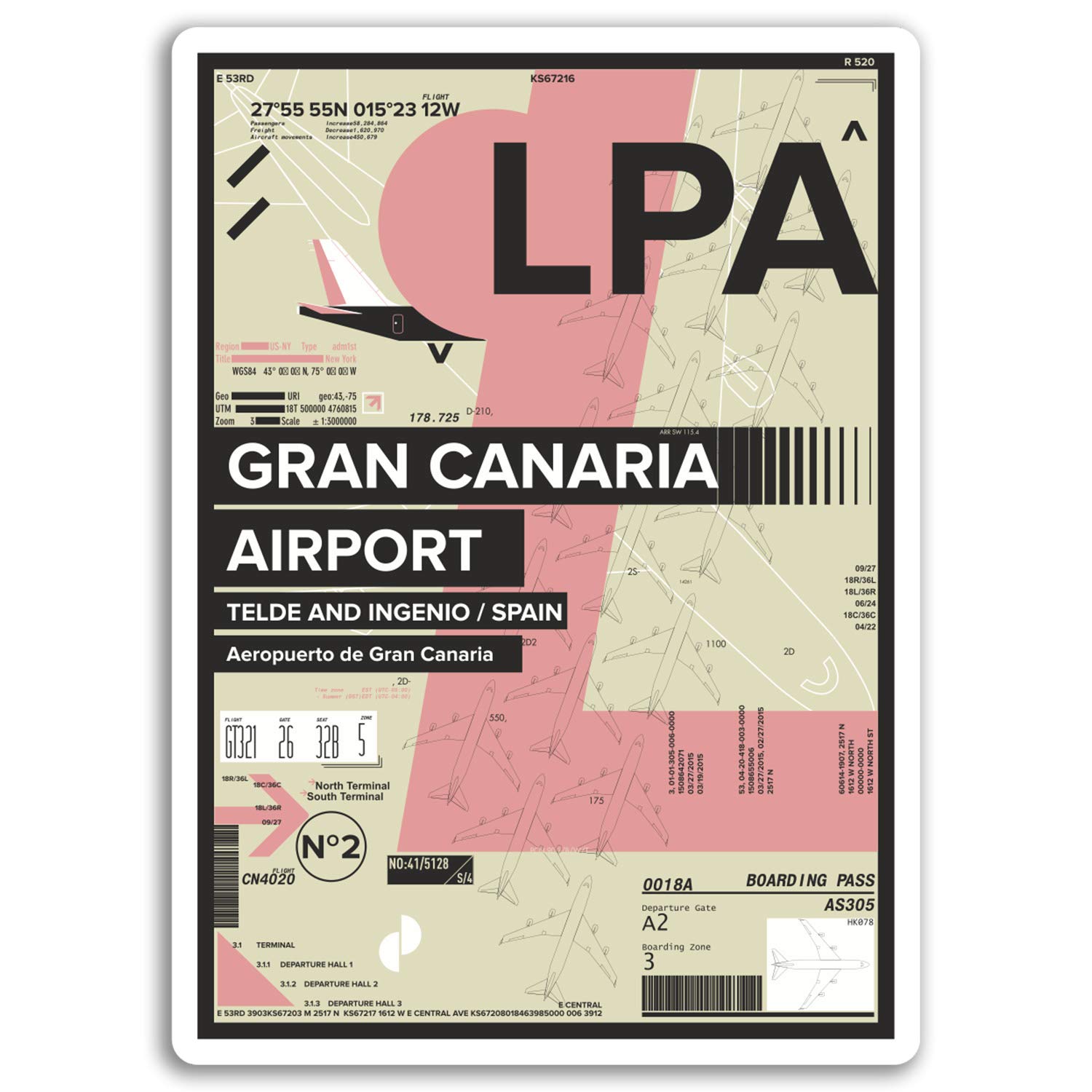 2 x 10cm LPA Gran Canaria Airport Vinyl Stickers - Spain Travel Sticker #17422 (10cm Tall)