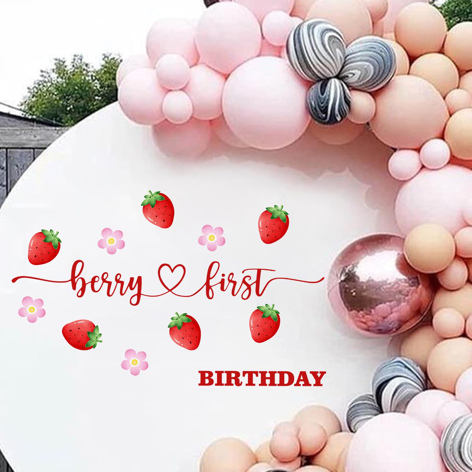 Berry Theme First Birthday Wall Decal Strawberry Themed Birthday Party Supplies Baby Girl Party Arch Stickers Fruit Theme Birthday Party Decorations