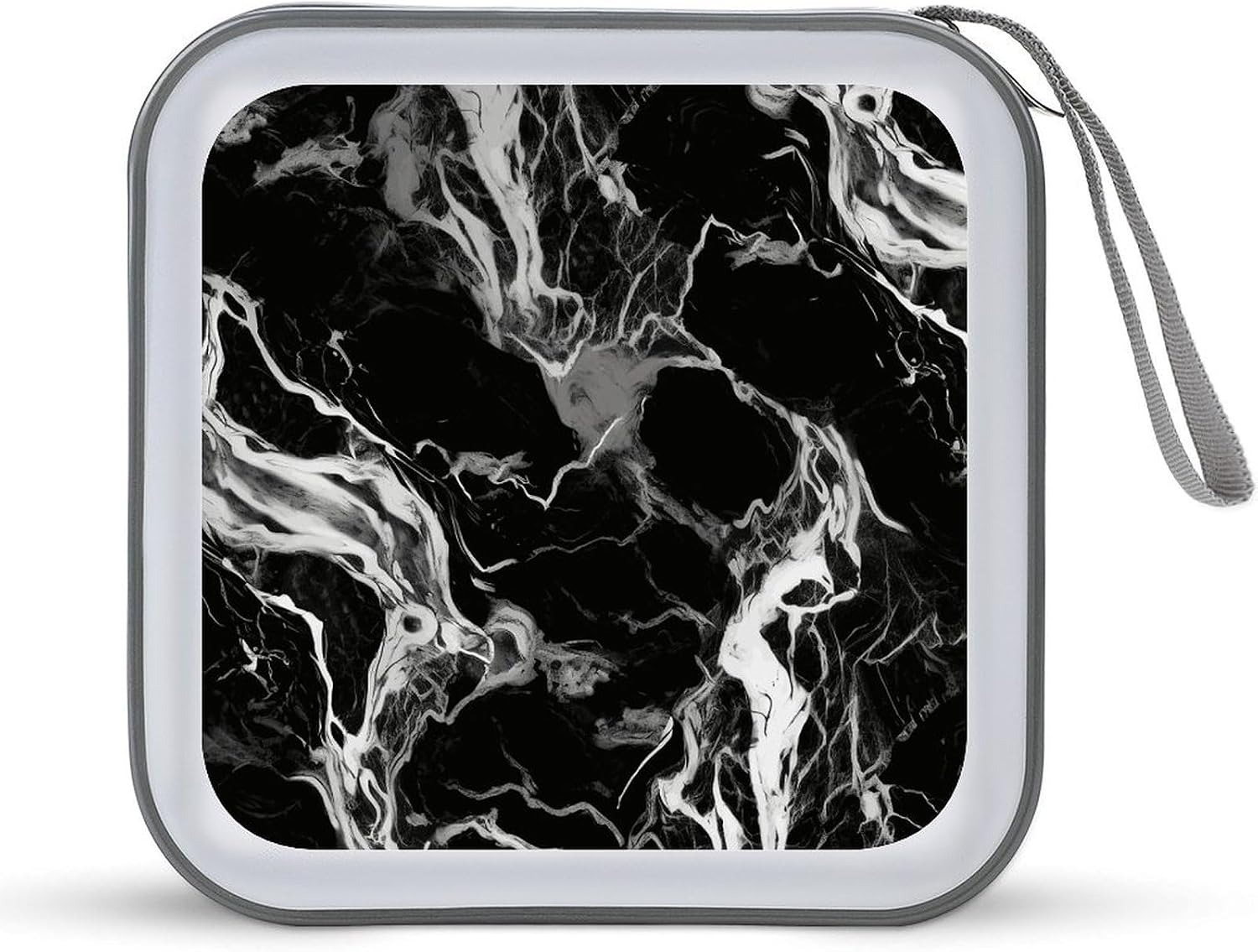 Black And White Marble DVD Case, 40 Capacity CD Case Holder with Zippers, Portable CD Holder Hard Plastic Disc Cases Personalized DVD Wallet Organizer for Car Home Travel