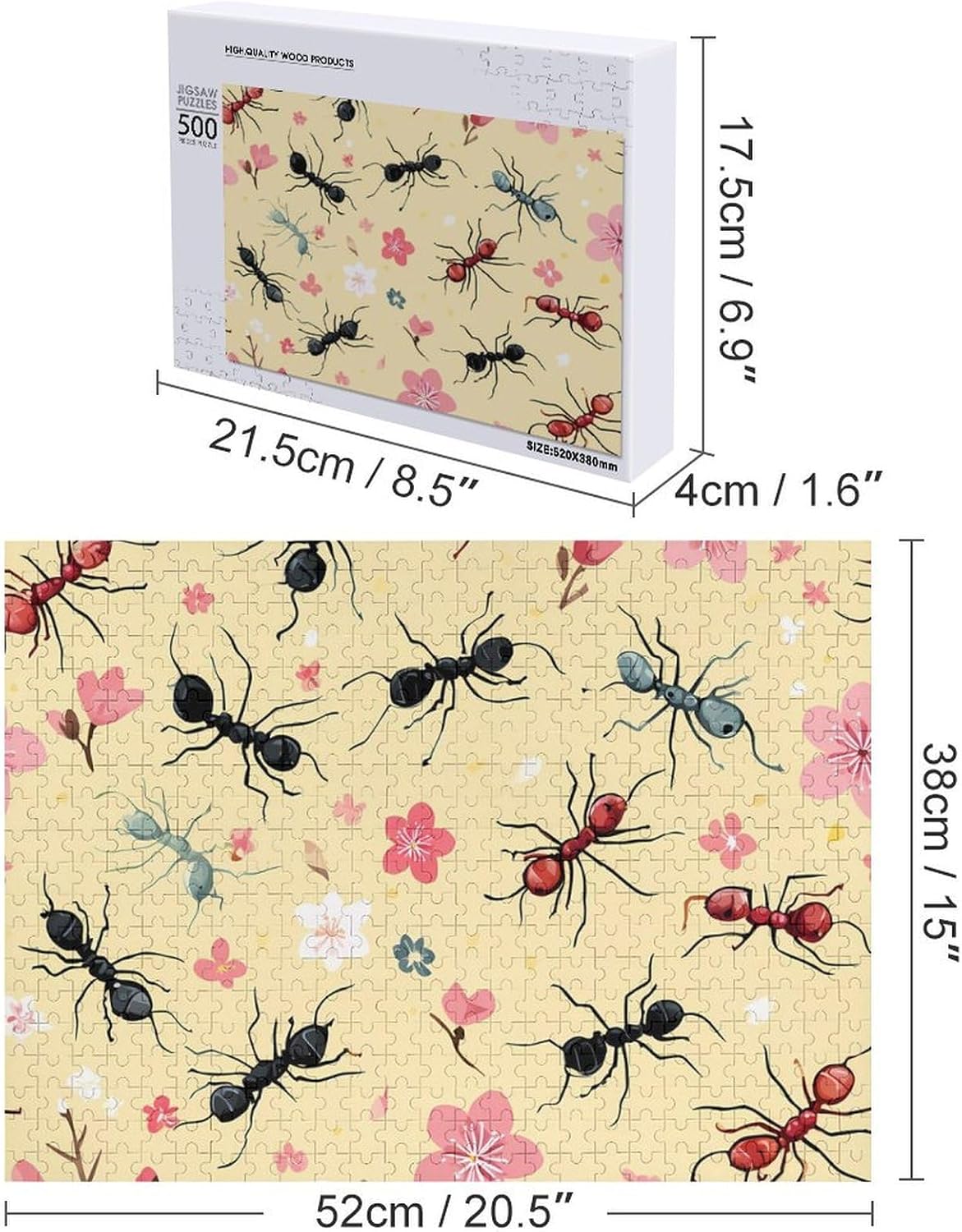 Funny Ant Puzzles for Adults 500 PCS Wooden Jigsaw Puzzle Wall Decor Christmas