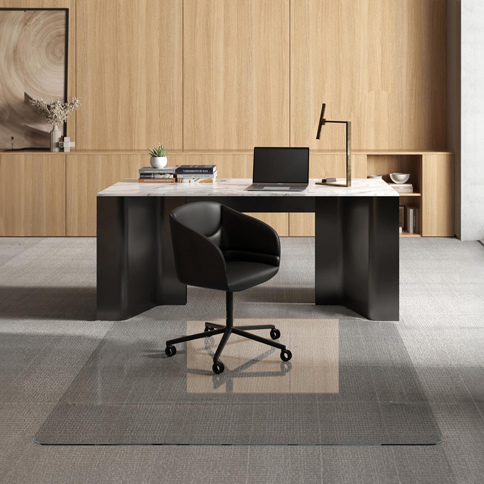 Vitrazza Glass Chair Mat 66 x 66 Superior thick Luminoso Low-iron Ultra Clear Certified Tempered Safety Glass Delivers