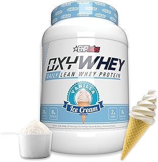 OxyWhey Whey Protein Isolate – 25g High Protein, Low Carb, Sugar Free Meal Replacement – Lean Whey Powder for Muscle Recovery – Non-GMO, Gluten Free – 25 Serves – Vanilla Ice Cream