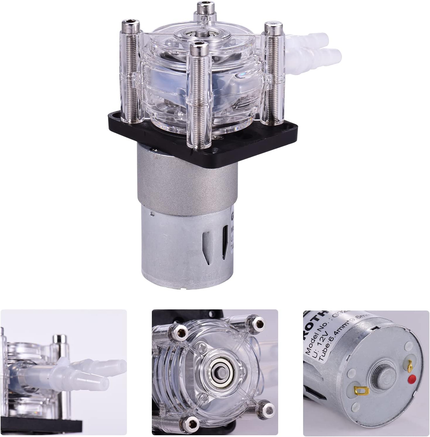 WOYUE vacuum pump DC12Vシリコンチューブ付きペリスタルティックポンプ高流量水液体ポンプ投与真空ポンプ自吸式腐食