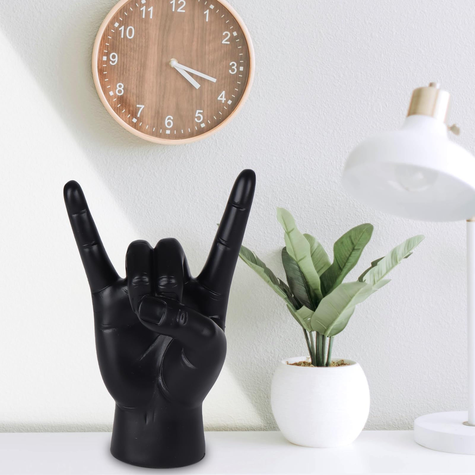 Statuetta Mano Con Gesto Della Vittoria - Decorazione Moderna In Resina, Rosso, 28 Cm