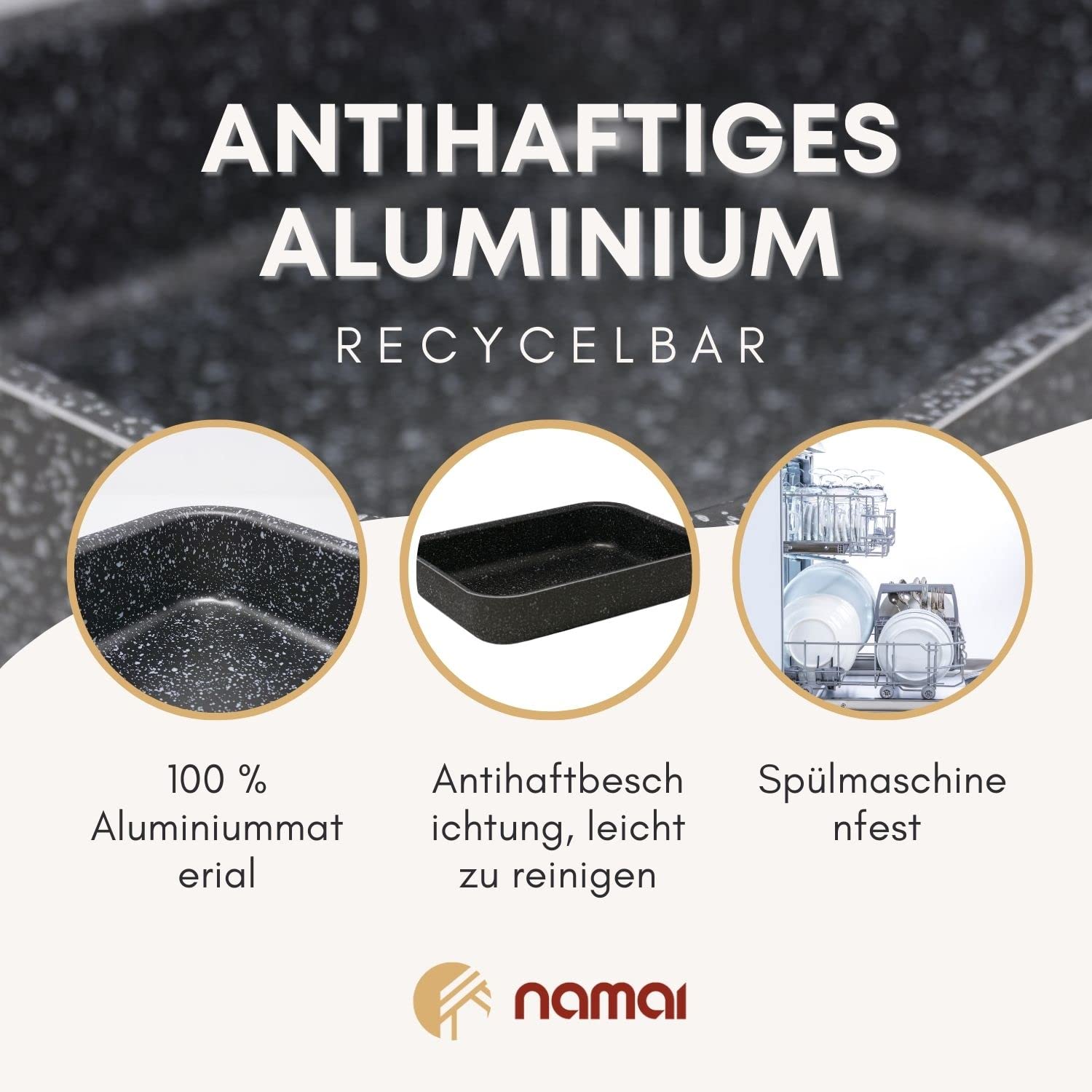NAMAI - Auflaufform 40cm x 28cm - Lasagne Auflaufform - Geeignet Für Die Spülmaschine - Made In Italy -Aluminium