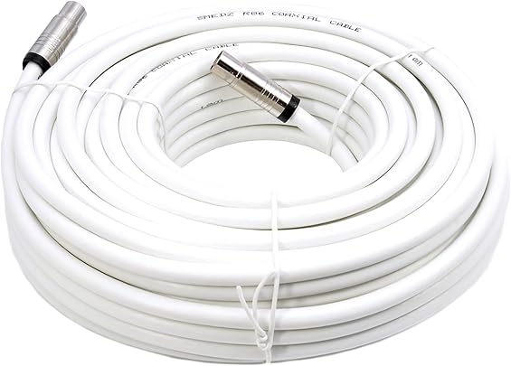 Cavo Antenna Prolunga 20m Metri Coassiale IEC Maschio Maschio Colore Bianco Cavo Antenna Prolunga 20m Metri Coassiale IEC Maschio Maschio Colore Bianco