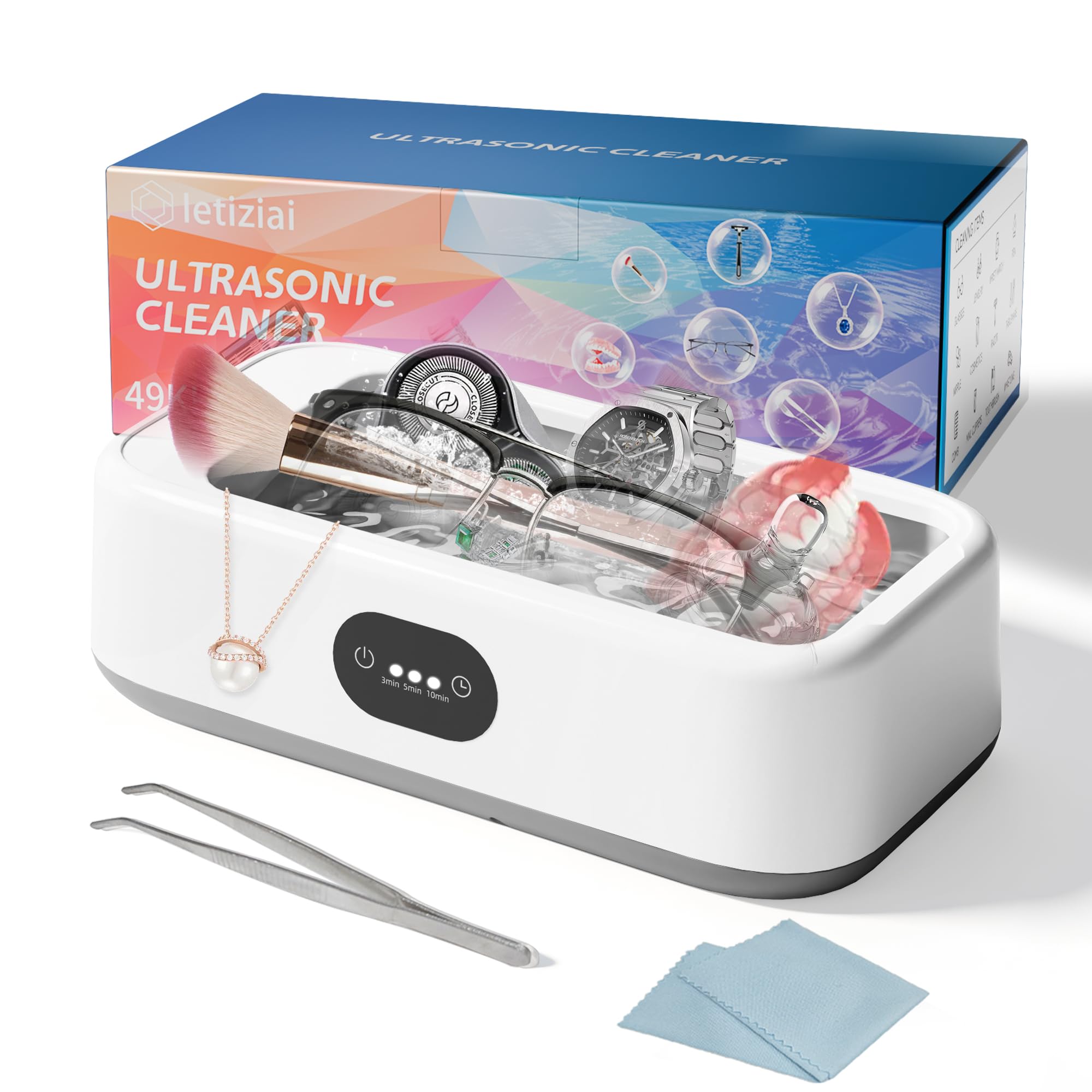 Limpiador Ultrasonidos,640ML limpiador ultrasónico para Férula dental | 49 kHz limpieza , cubeta 304 inoxidable, 3 temporizadores, silencioso. Multiusos para gafas, joyas y prótesis