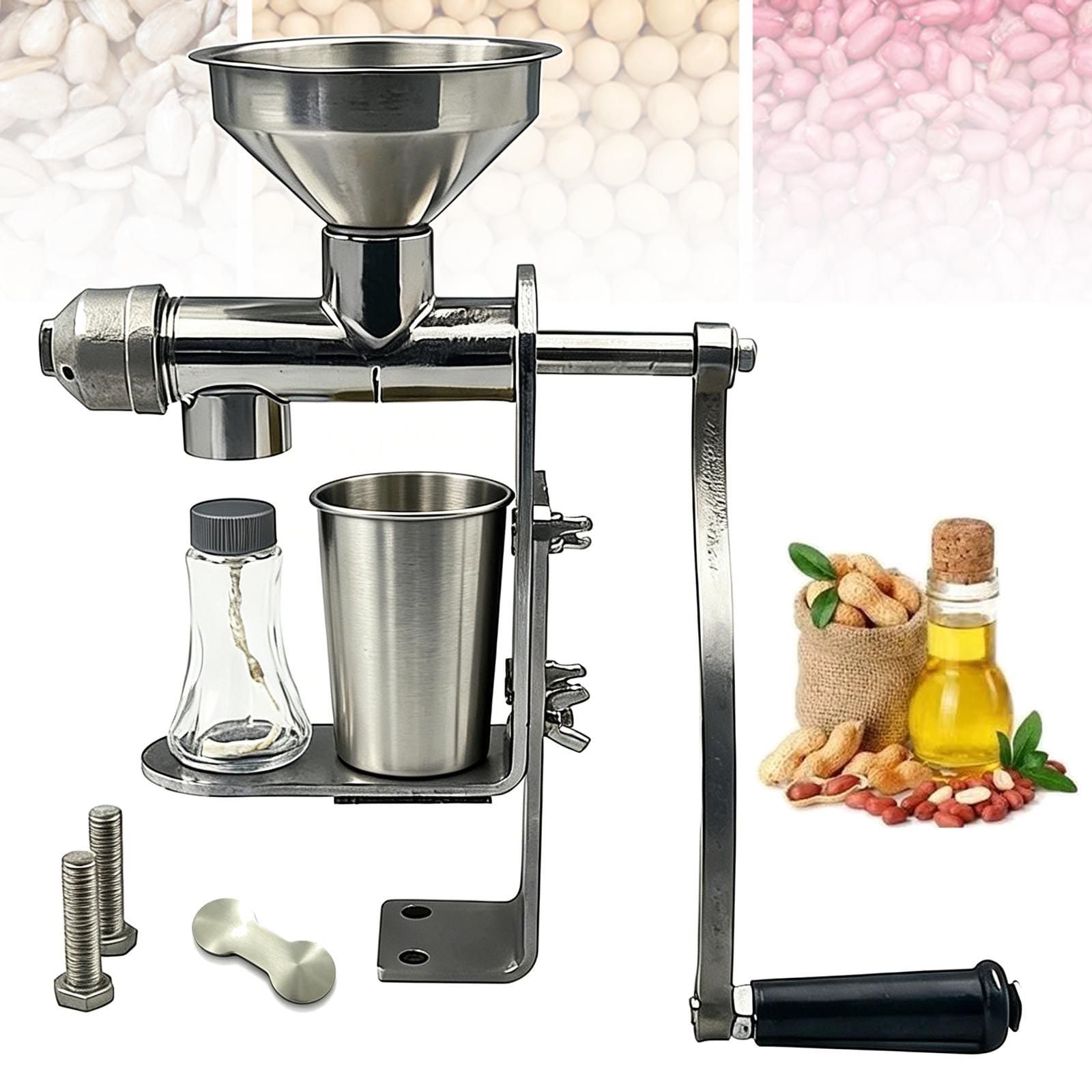 Pressa per Olio in Acciaio Inox, Piccola Pressa Manuale per Olio Domestica, Frantoio Multiuso per La Cucina di Casa, per Arachidi, Semi di Sesamo E Soia