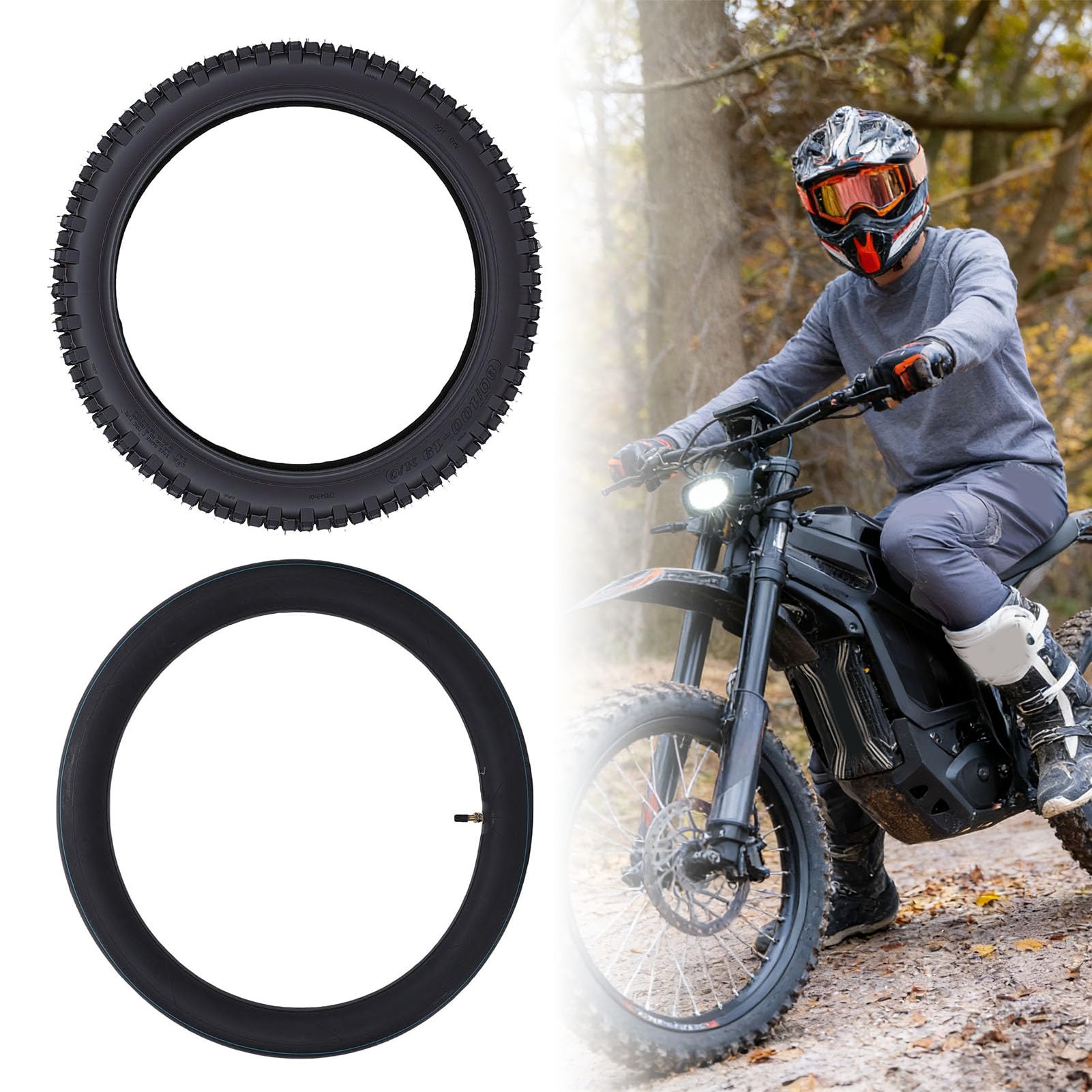 Tbest 80/100-19 Dirt Bike-Reifen mit 3,00-19 Innenschlauch, Offroad-Motorradreifen, Verbesserte Traktion und Griffigkeit, Verbesserter Fahrkomfort, Schnee-, Schlamm- und Sandreifen,