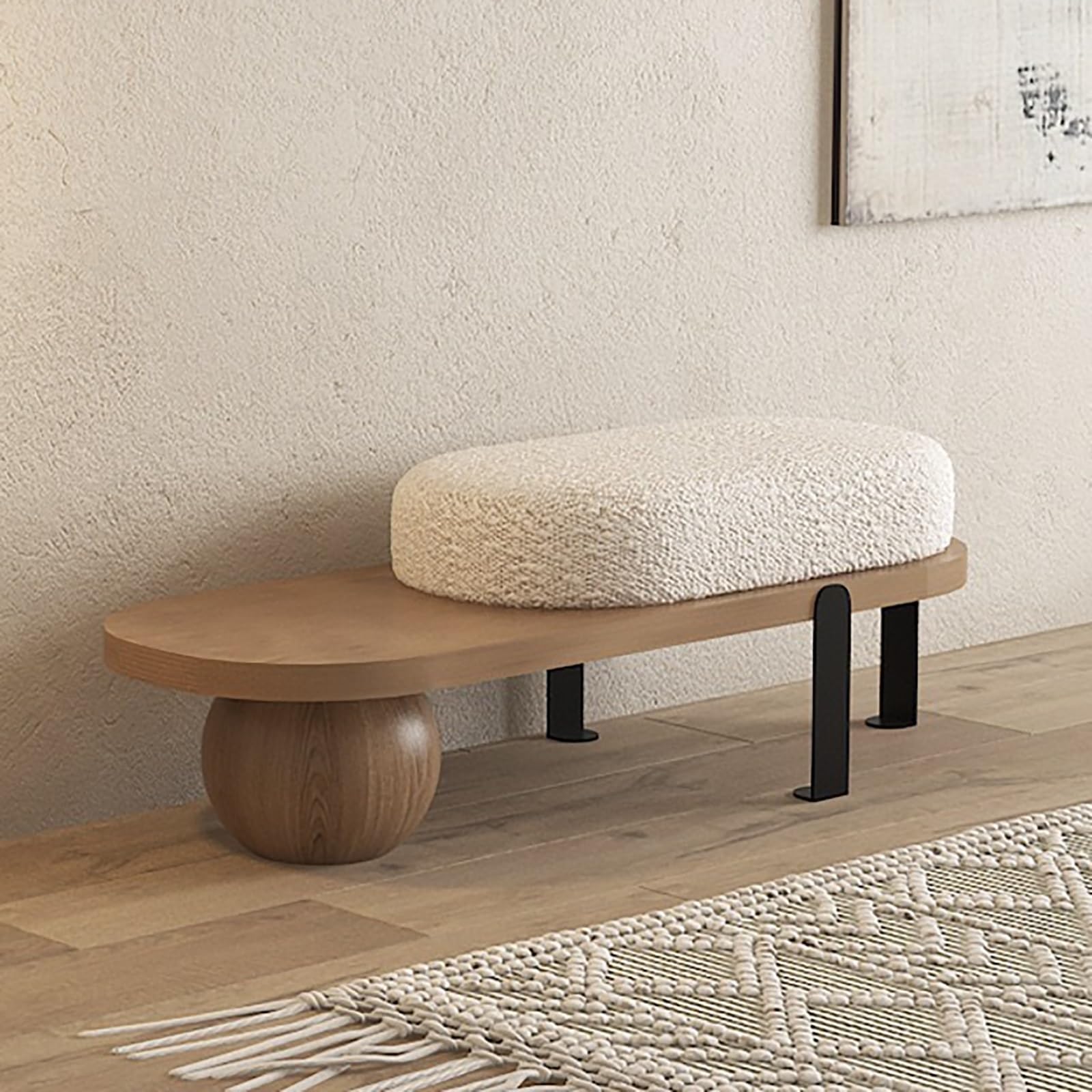 MSHGSKU Upholstered Wooden Bench with Cushion for Entryway, Living Room, and Bedroom Storage and Seating